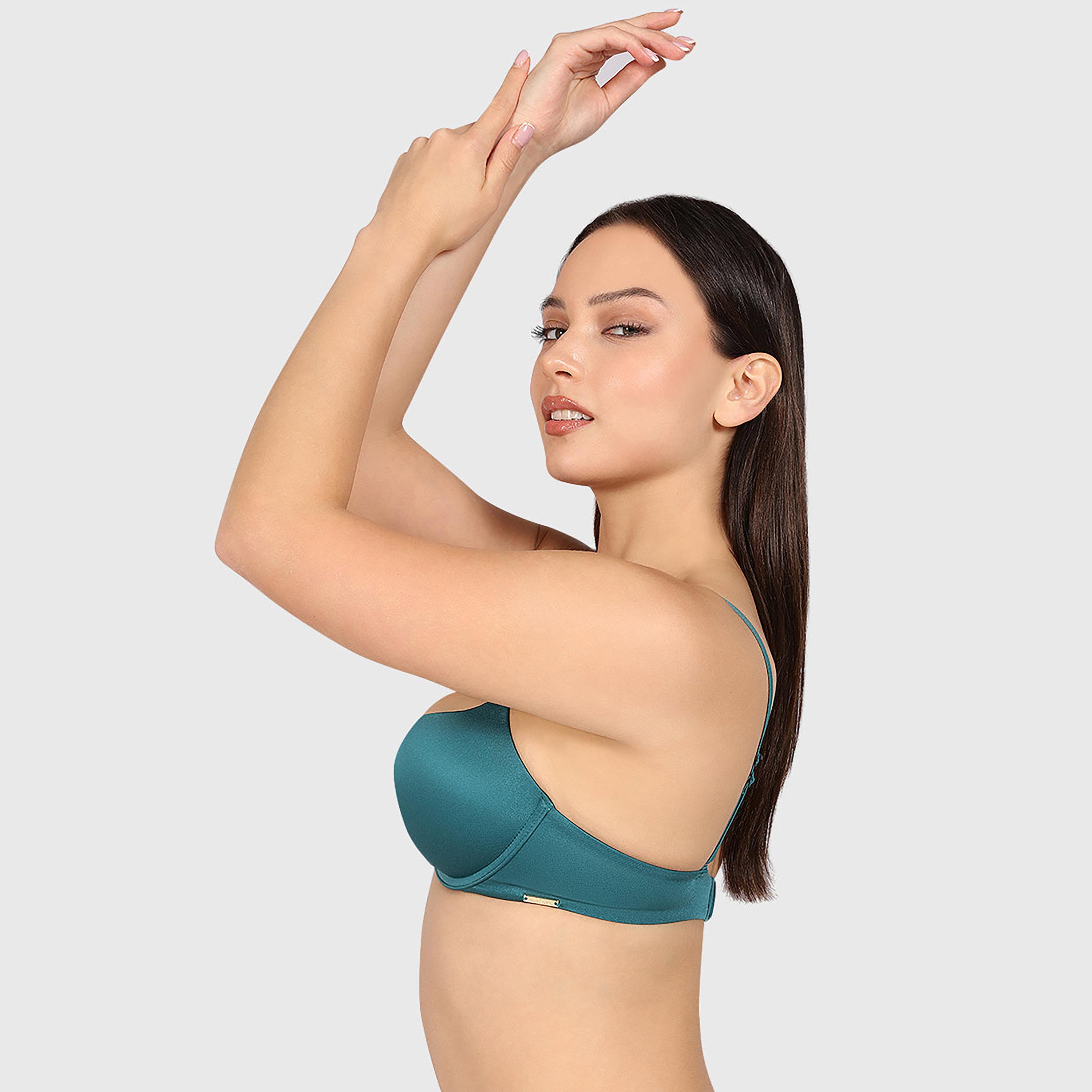 Isla & Evie Obvious Plain Wired Medium Support Gel Padding Women's Plunge Bra-women-clothing-lingerie-bras-image-2