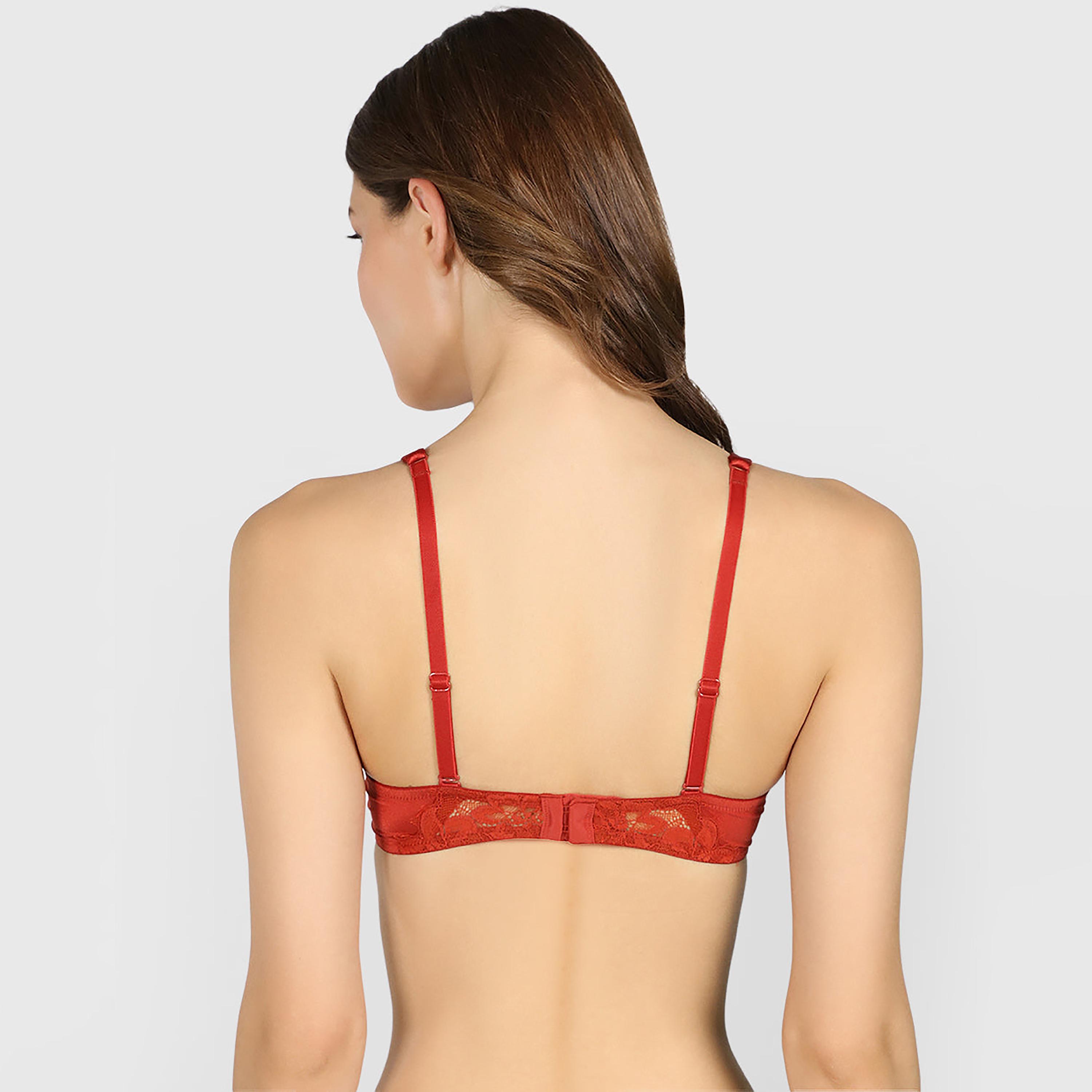 Isla & Evie Obvious Red Lace Wired High Support Padded Women's Plunge Bra-women-clothing-lingerie-bras-image-4