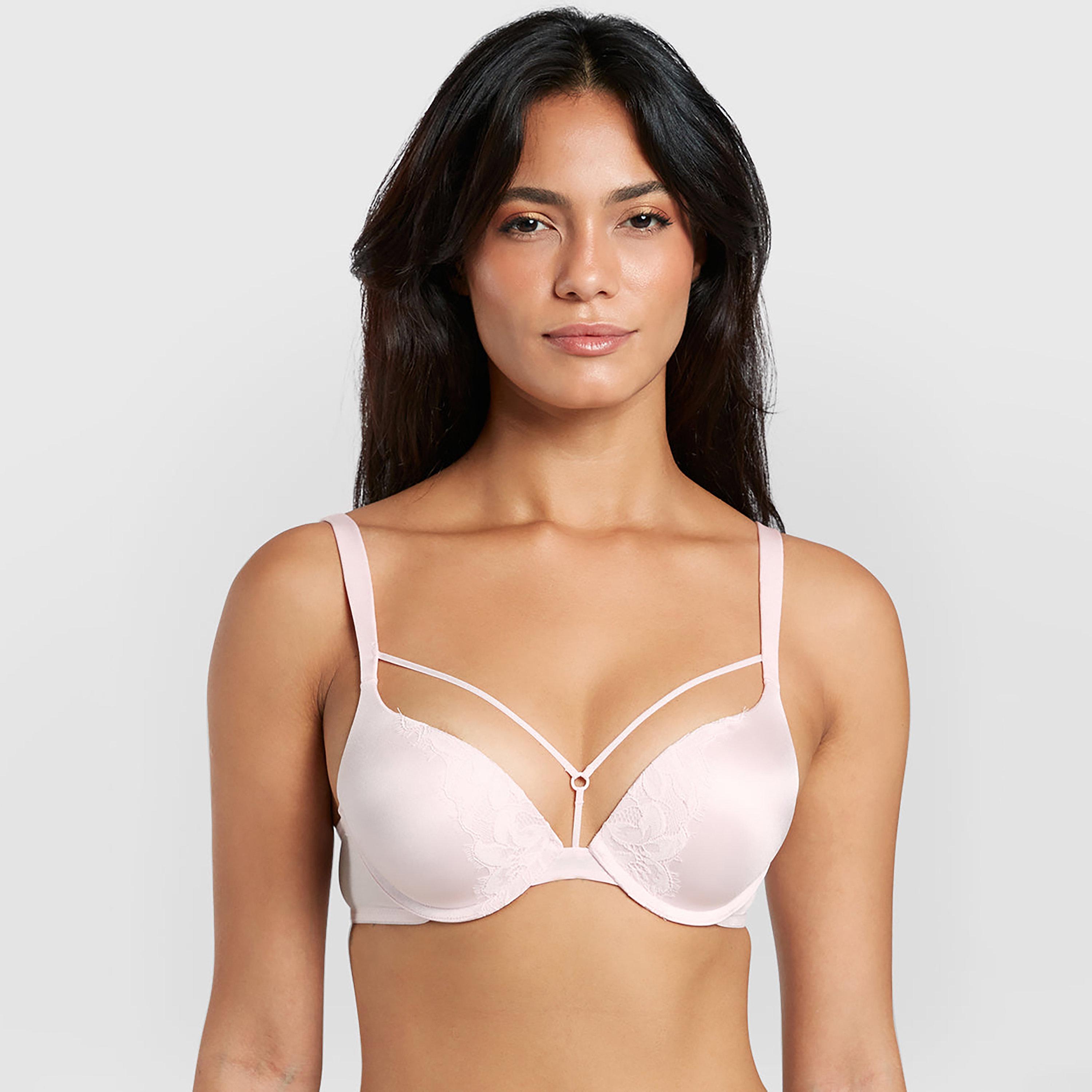 Isla & Evie Obvious Red Lace Wired High Support Padded Women's Plunge Bra-women-clothing-lingerie-bras-image-1