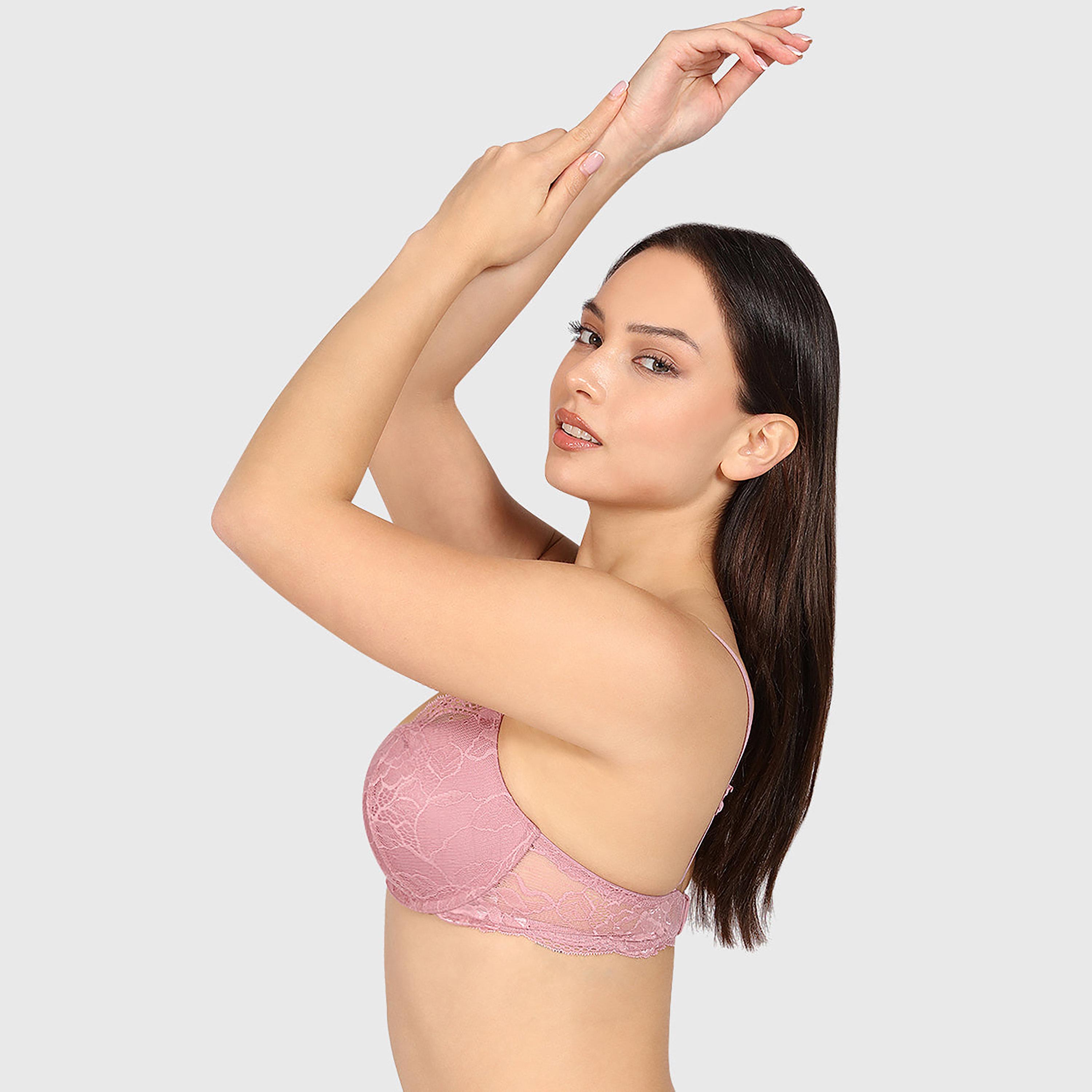 Isla & Evie Obvious Lace Wired Medium Support Padded Women's Double Push-Up Plunge Bra-women-clothing-lingerie-bras-image-2