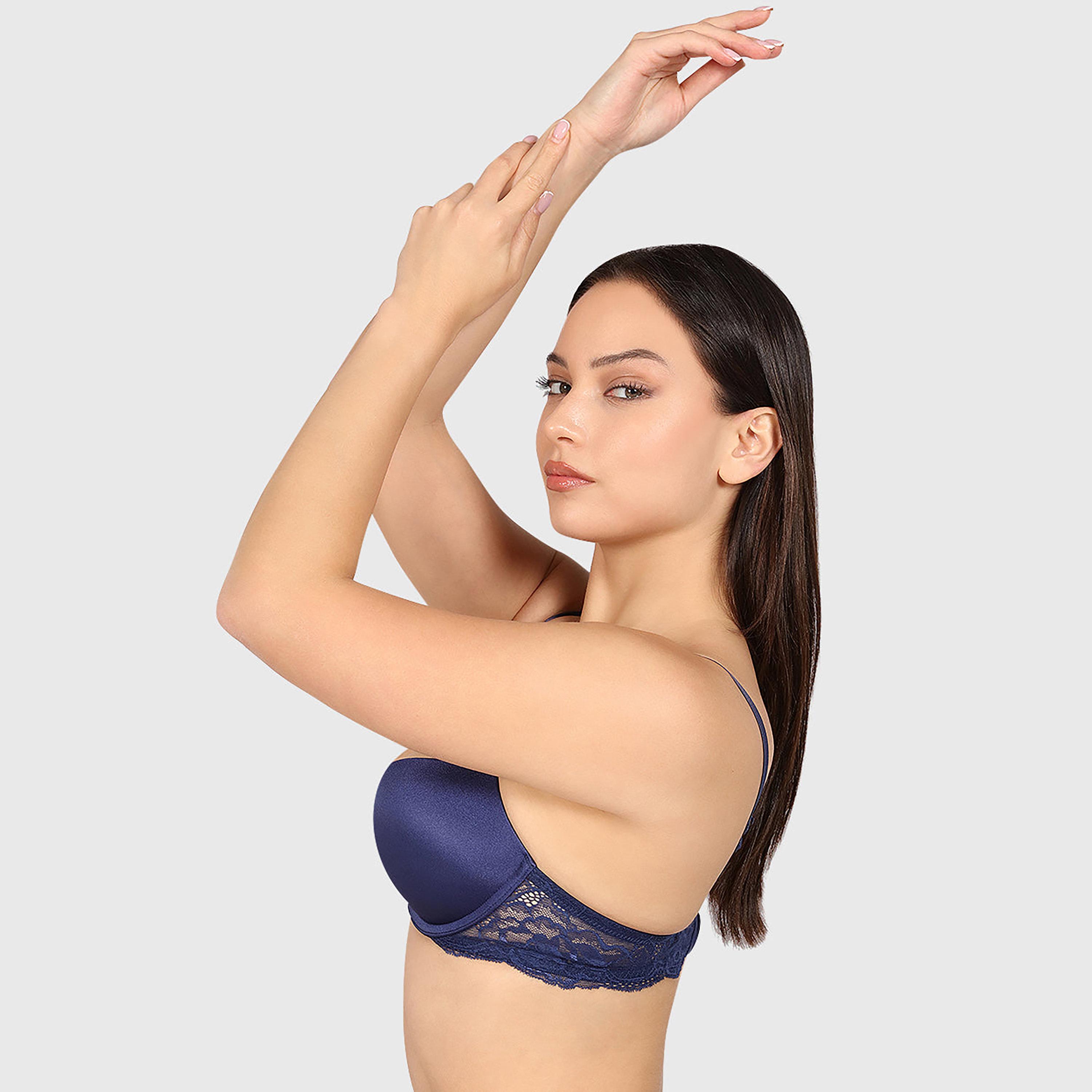 Isla & Evie Obvious Lace Wired Medium Support Gel Padding Women's Plunge Bra-women-clothing-lingerie-bras-image-2