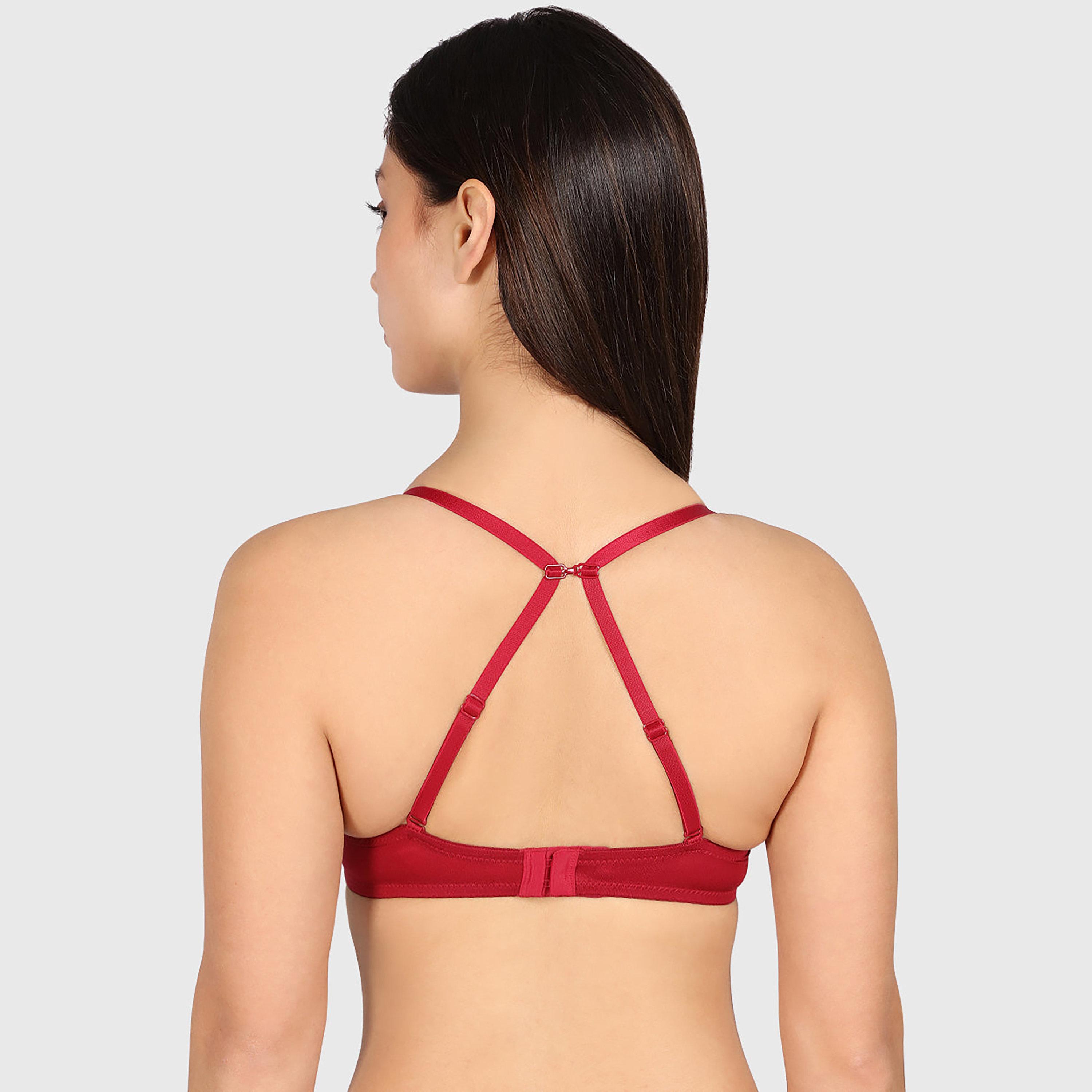 Isla & Evie Obvious Red Lace Wired Medium Support Gel Padding Women's Plunge Bra-women-clothing-lingerie-bras-image-3