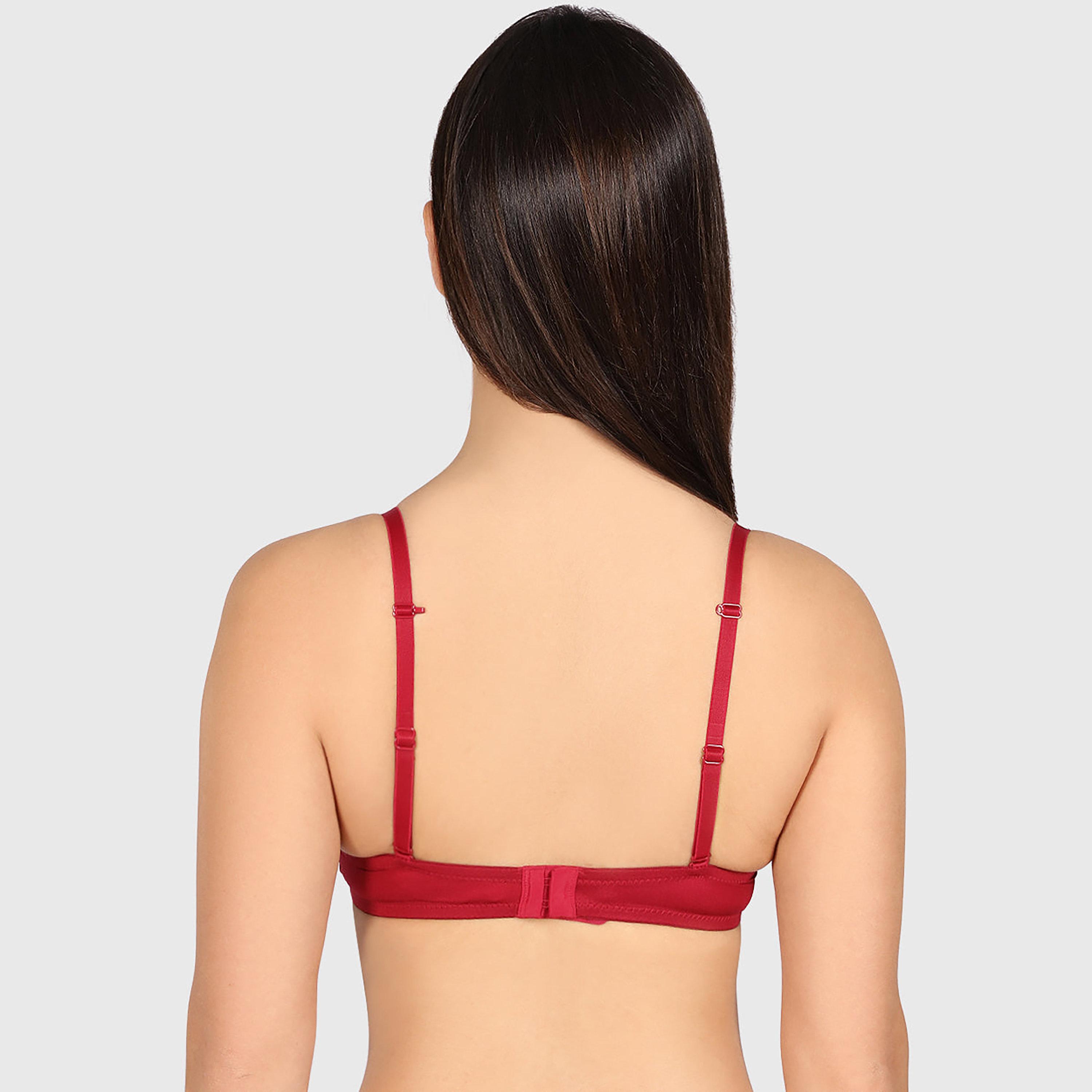 Isla & Evie Obvious Red Lace Wired Medium Support Gel Padding Women's Plunge Bra-women-clothing-lingerie-bras-image-4