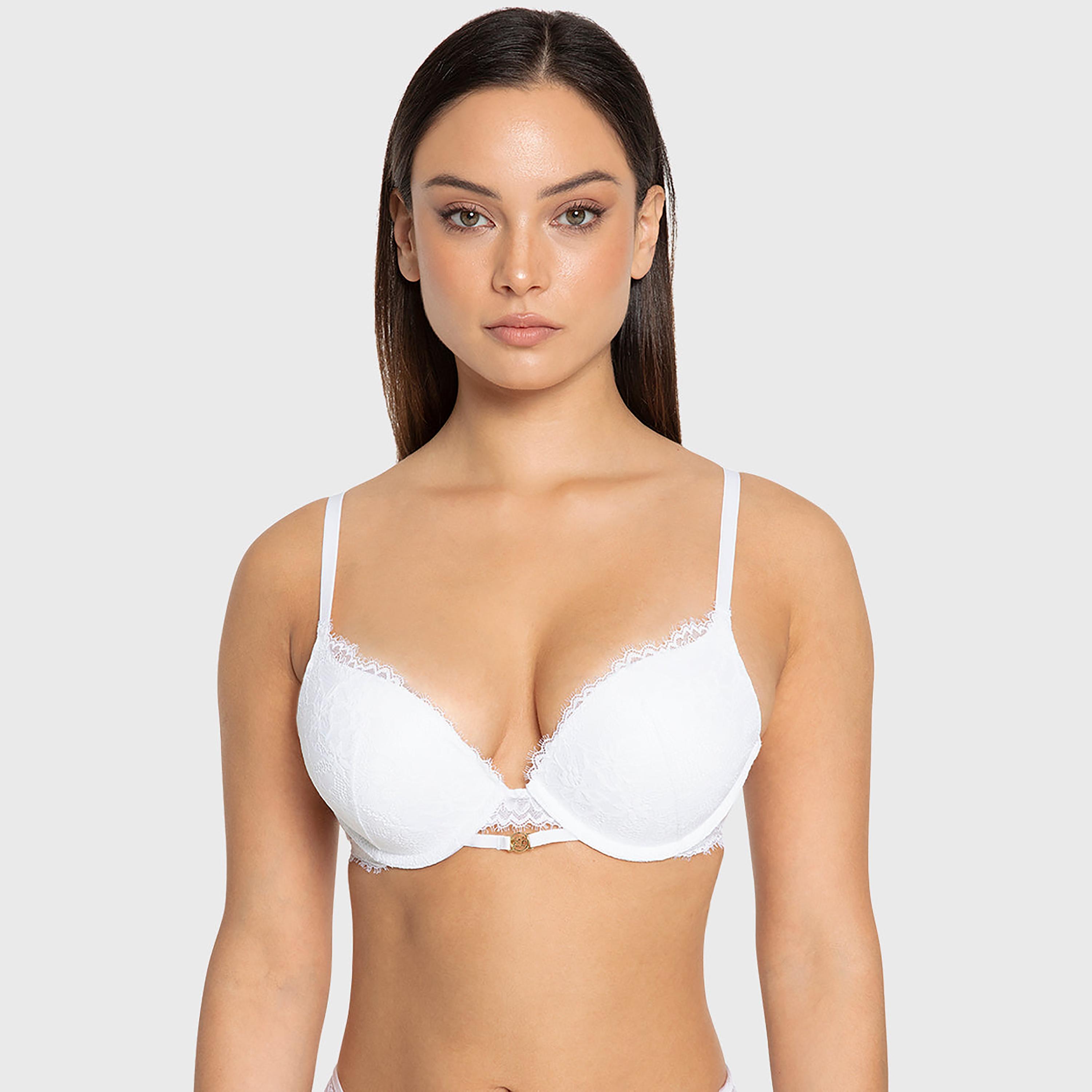 Isla & Evie Bright Floral Lace Wired High Support Padded Women's Double Push-Up Plunge Bra-women-clothing-lingerie-bras-image-1
