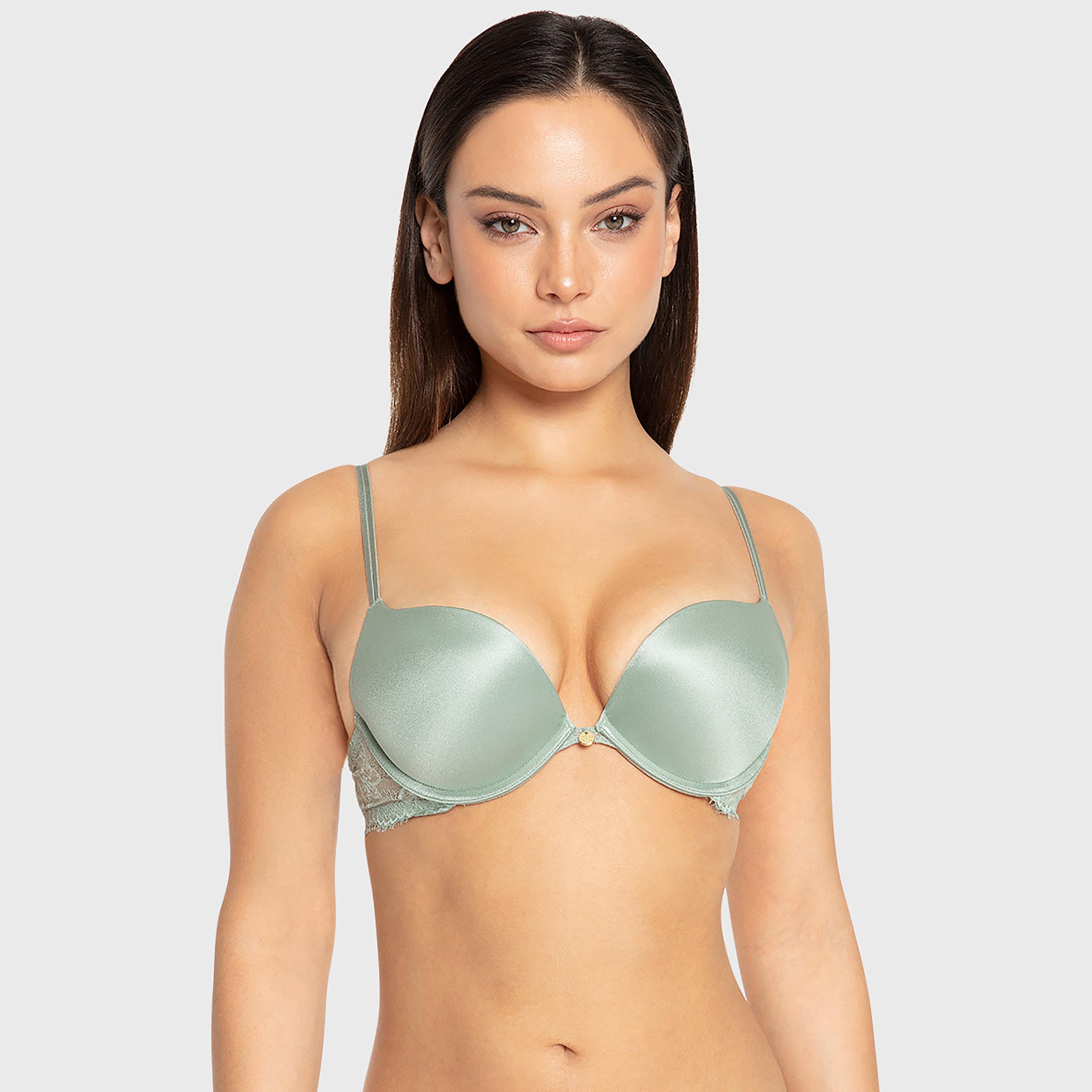 Isla & Evie Iceberg Light Green Plain Wired High Support Gel Padded Women's Plunge Bra-women-clothing-lingerie-bras-image-1