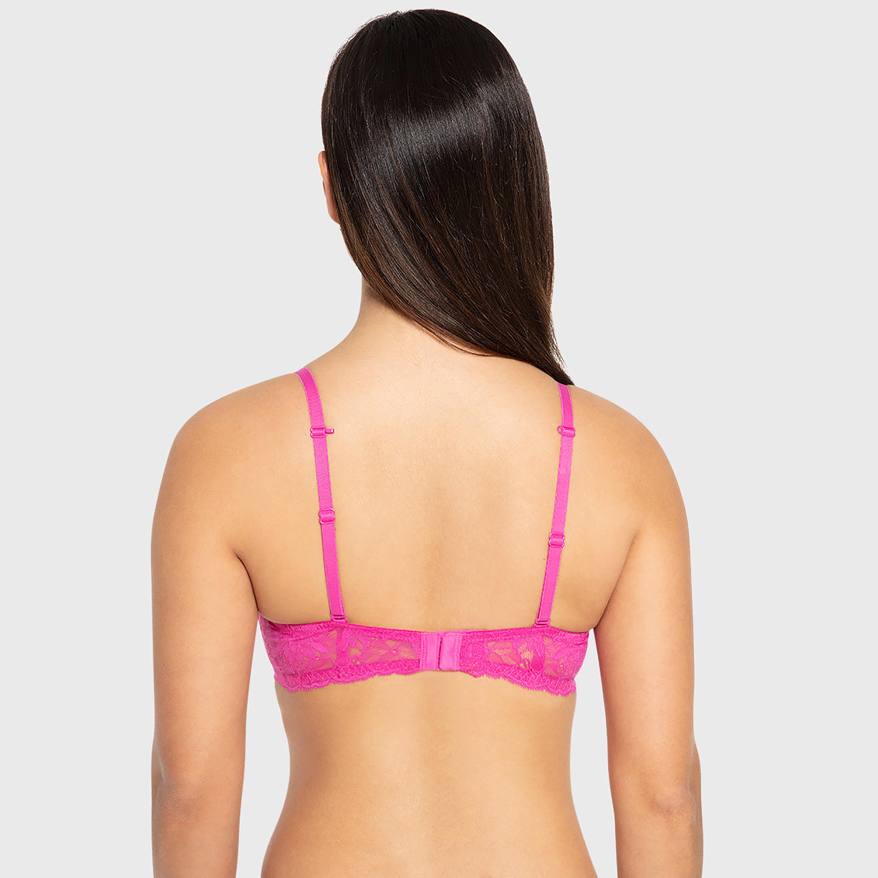 Isla & Evie Rose Pink Floral Lace Wired Medium Support Light Lined Women's Multiway Plunge Bra-women-clothing-lingerie-bras-image-3