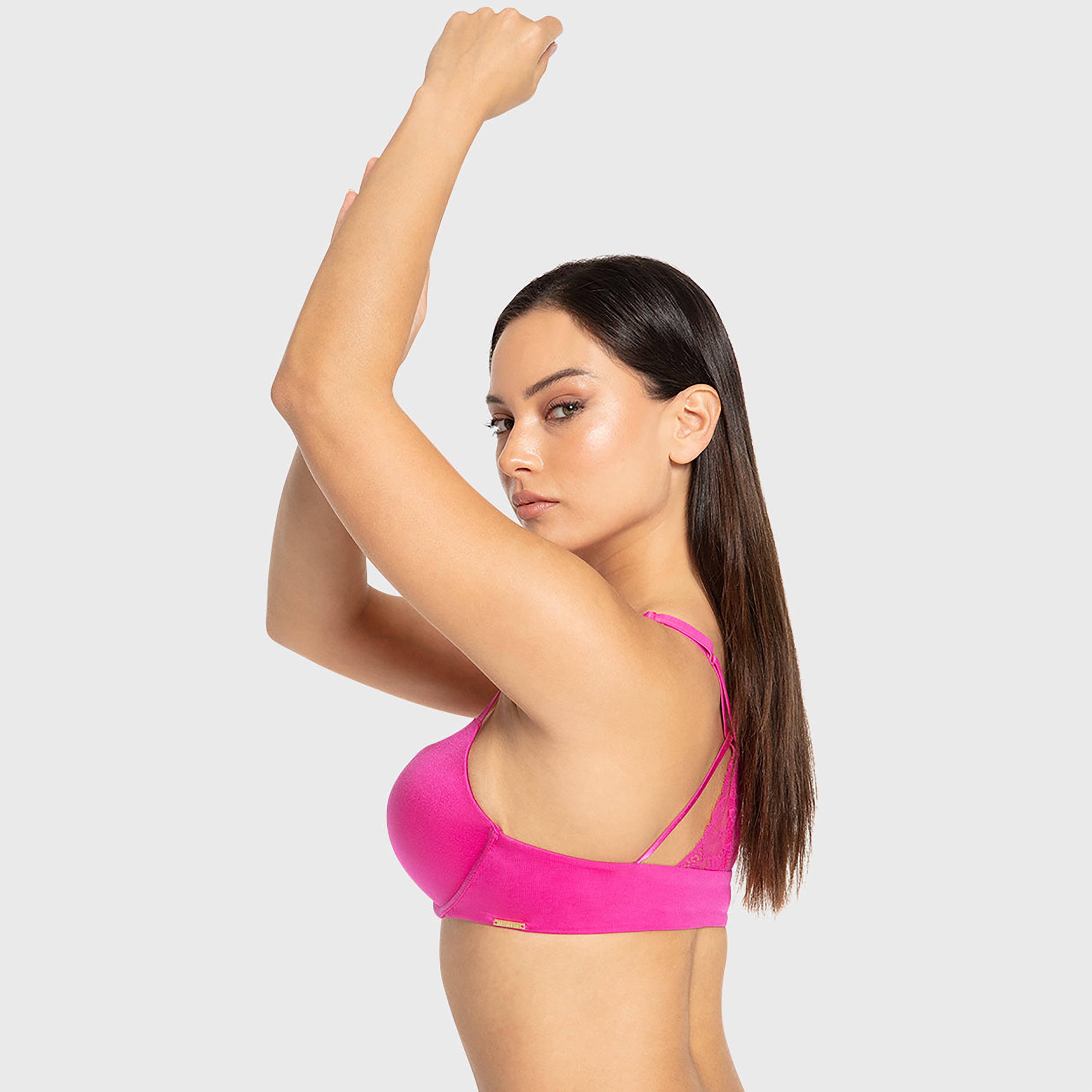حمالة صدر بلانج سادة لون وردي ودعم عال وحشوة دبل بوش أب وسلك سفلي من إيسلا آند إيفي-women-clothing-lingerie-bras-image-2