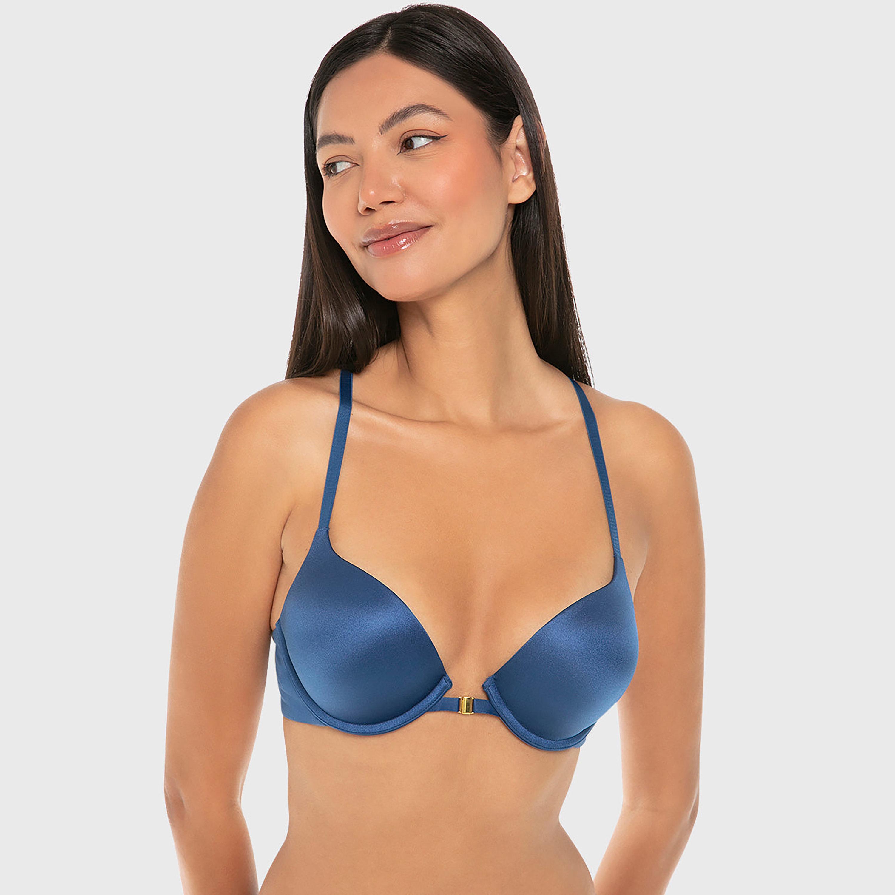 Isla & Evie Rose Pink Plain Wired High Support Padded Women's Double Push-Up Plunge Bra-women-clothing-lingerie-bras-image-1