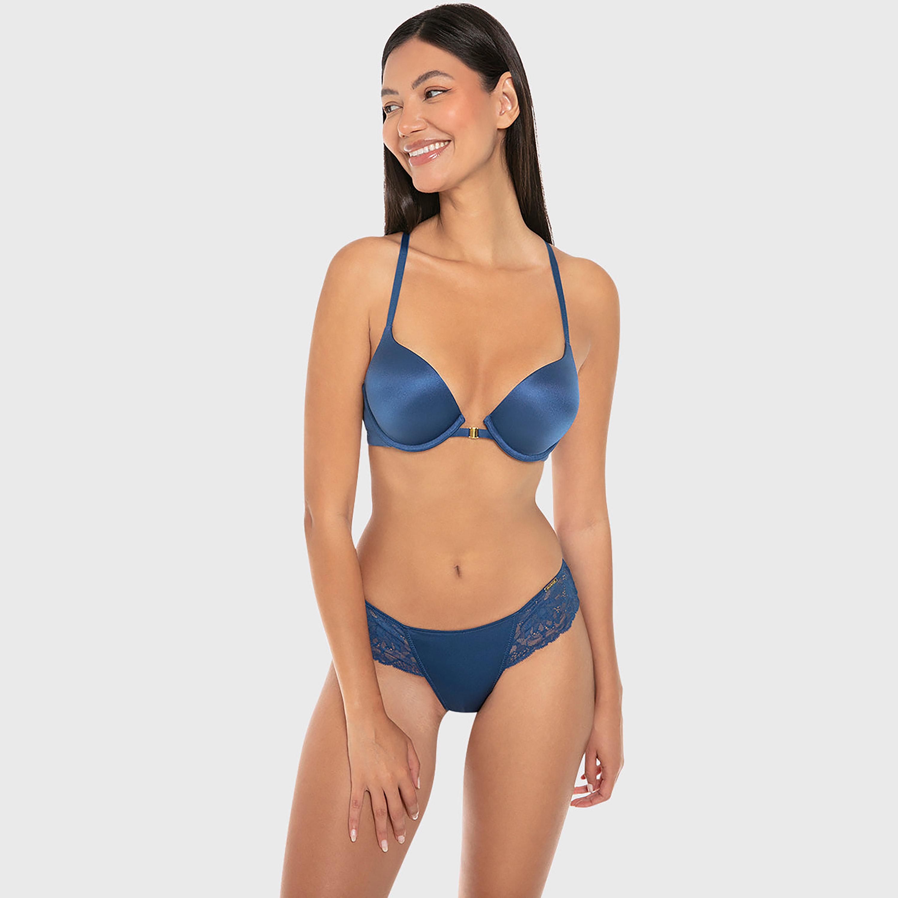 Isla & Evie Rose Pink Plain Wired High Support Padded Women's Double Push-Up Plunge Bra-women-clothing-lingerie-bras-image-3