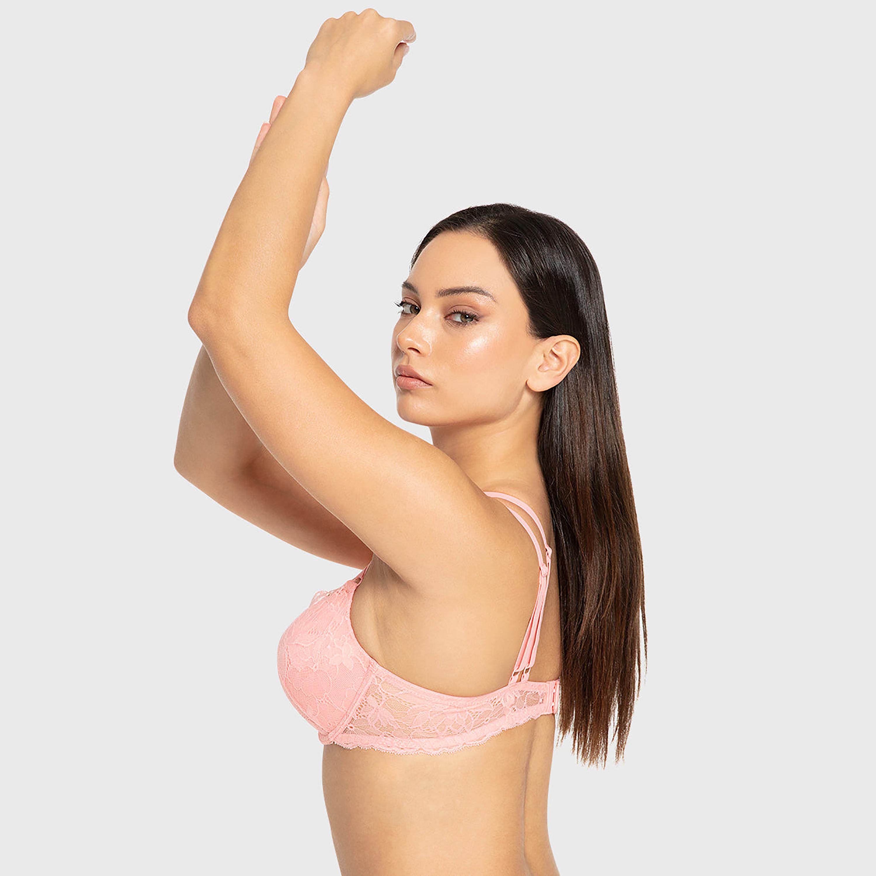 Isla & Evie Murex Shell Floral Lace Wired High Support Padded Women's Double Push-Up Plunge Bra-women-clothing-lingerie-bras-image-3