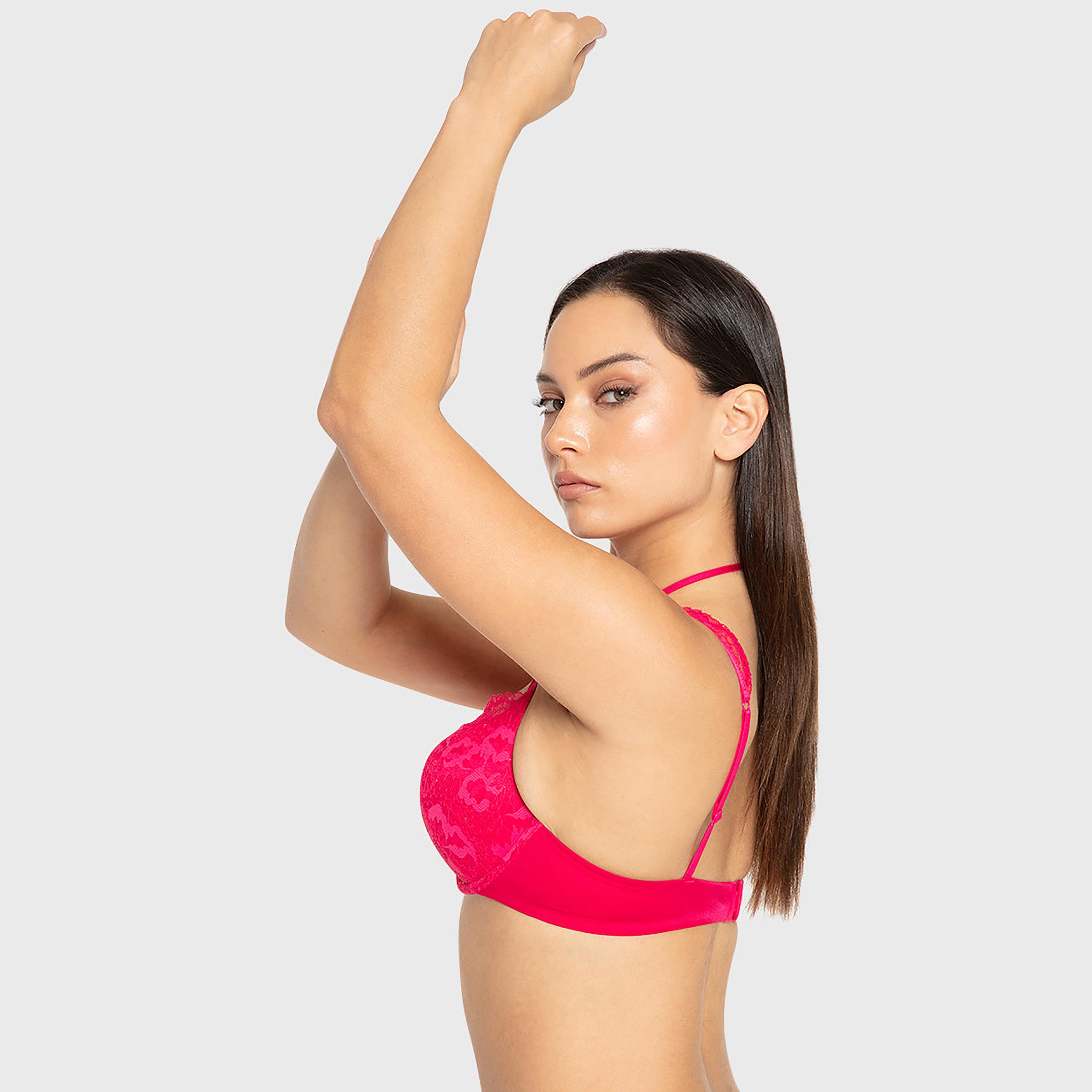 Isla & Evie  Bright Rose Wired High Support Padded Women's Double Push-Up Plunge Bra-women-clothing-lingerie-bras-image-2
