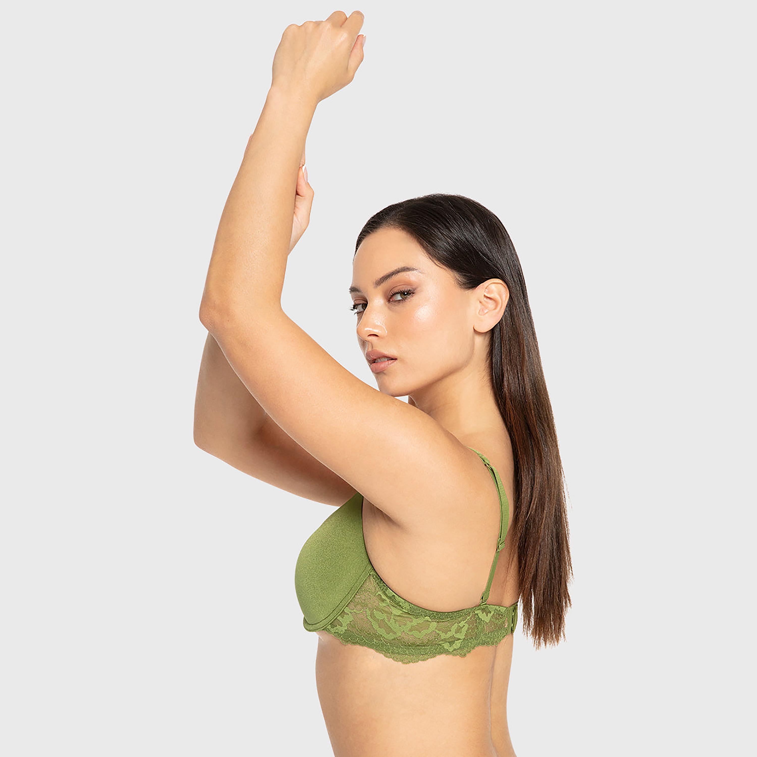 Isla & Evie Sexy Fashion Bright RosePlain Wired Medium Support Light Lined Women's Plunge Bra-women-clothing-lingerie-bras-image-6