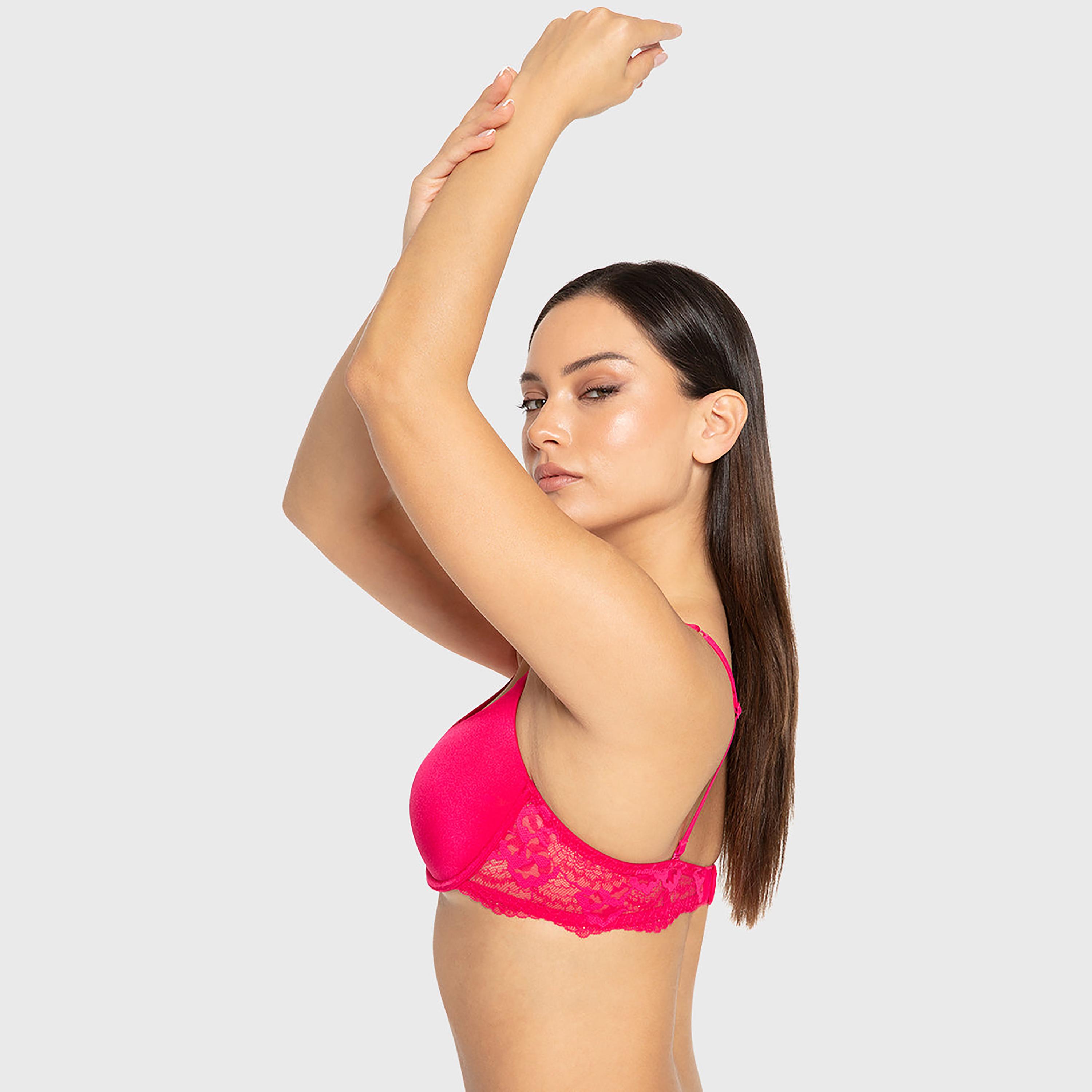 Isla & Evie Sexy Fashion Bright RosePlain Wired Medium Support Light Lined Women's Plunge Bra-women-clothing-lingerie-bras-image-3