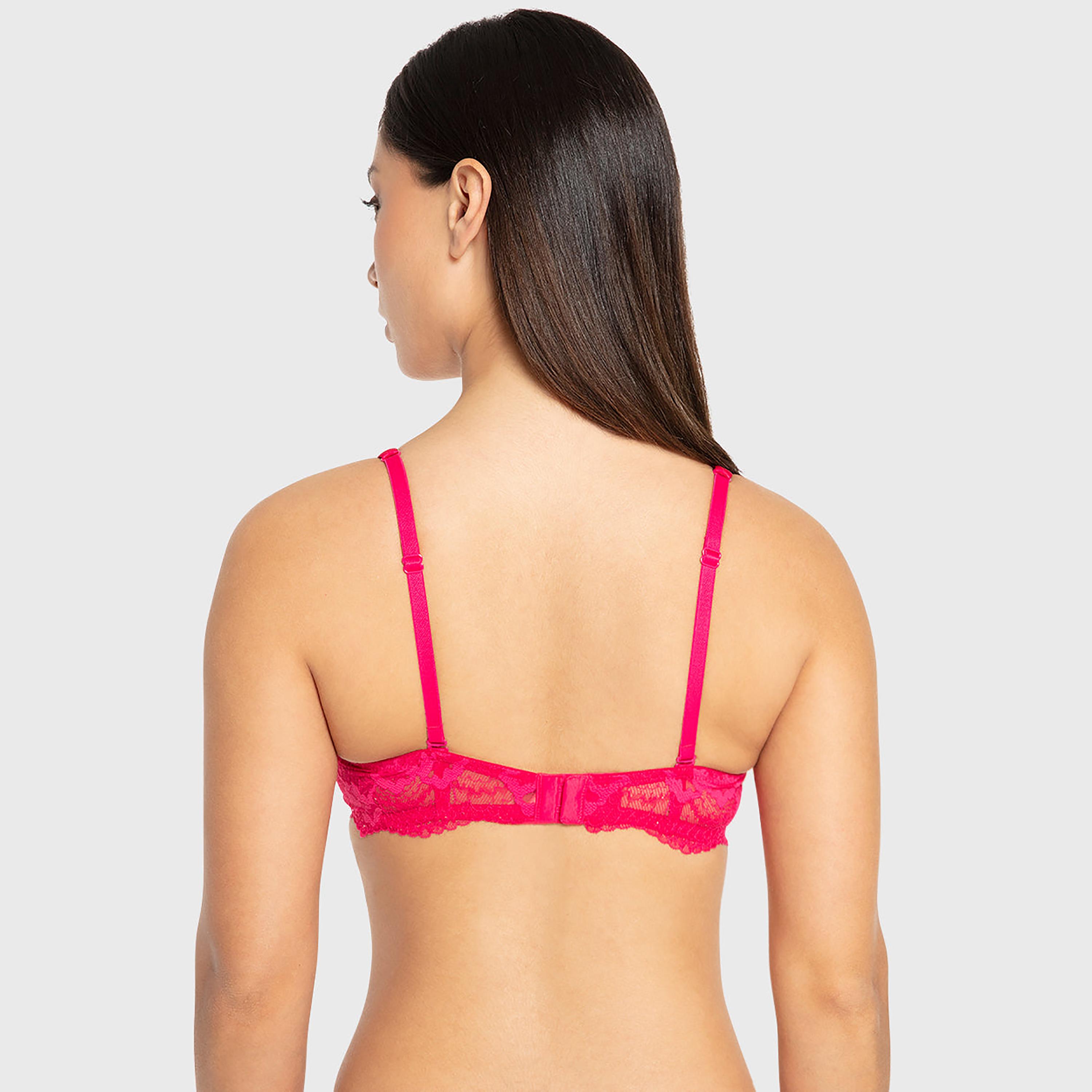 Isla & Evie Sexy Fashion Bright RosePlain Wired Medium Support Light Lined Women's Plunge Bra-women-clothing-lingerie-bras-image-4