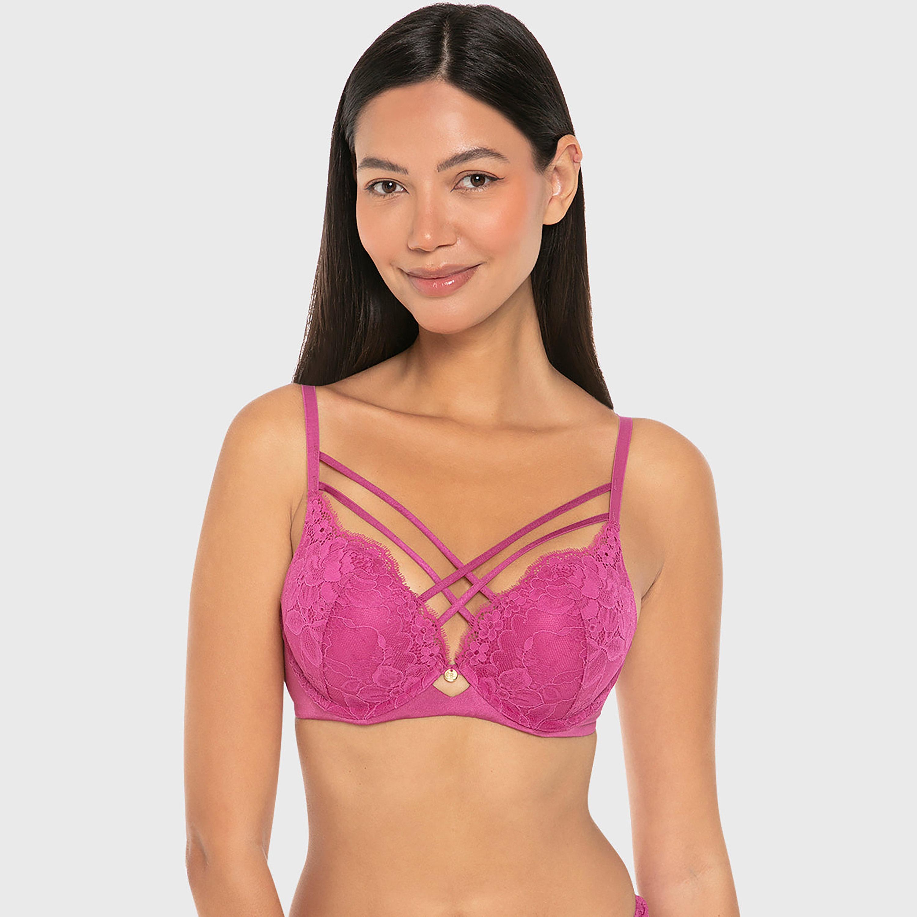 Isla & Evie Luxe Fashion Lace Wired High Support Padded Women's Double Push-Up Plunge Bra-women-clothing-lingerie-bras-image-1