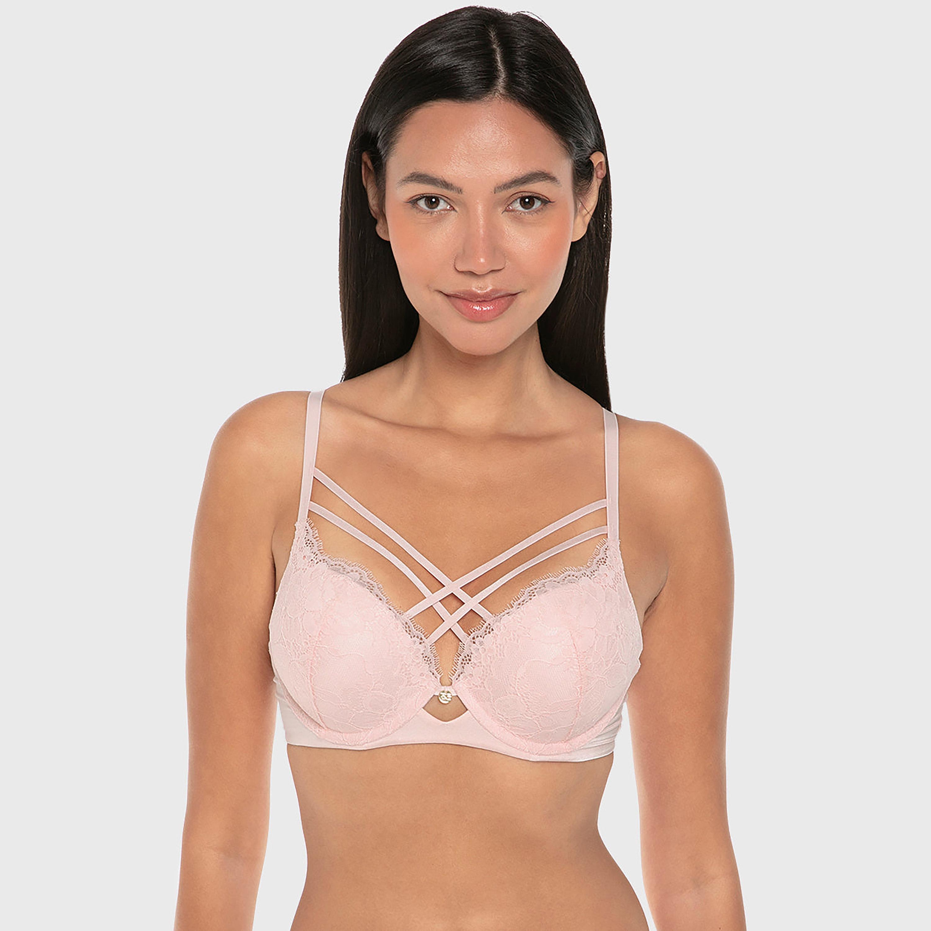 Isla & Evie Luxe Fashion Lace Wired High Support Padded Women's Double Push-Up Plunge Bra-women-clothing-lingerie-bras-image-1