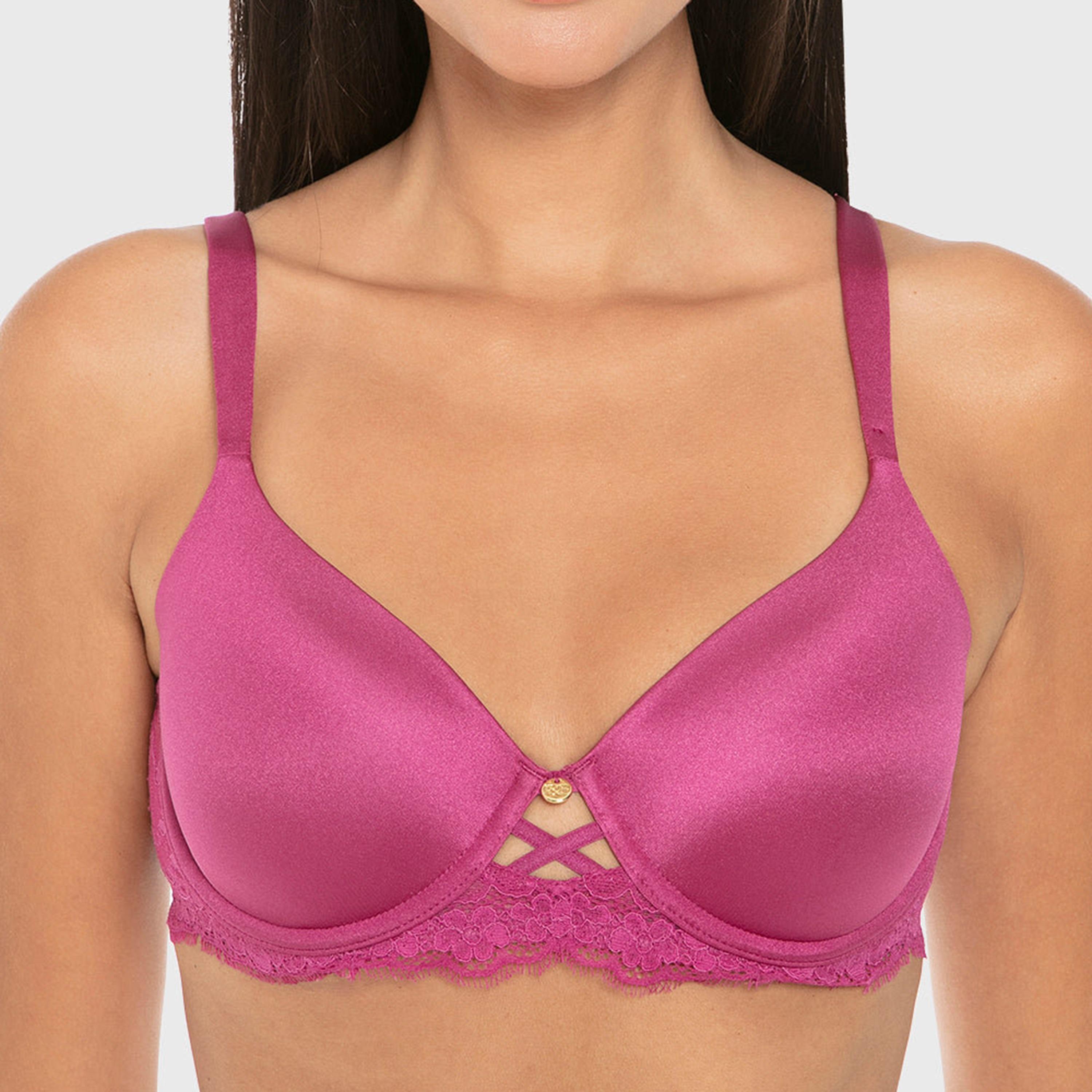 حمالة صدر تيشرت نسائية دانتيل بسلك ودعم متوسط ومبطنة خفيفاً من إيسلا اند إيفي-women-clothing-lingerie-bras-image-2