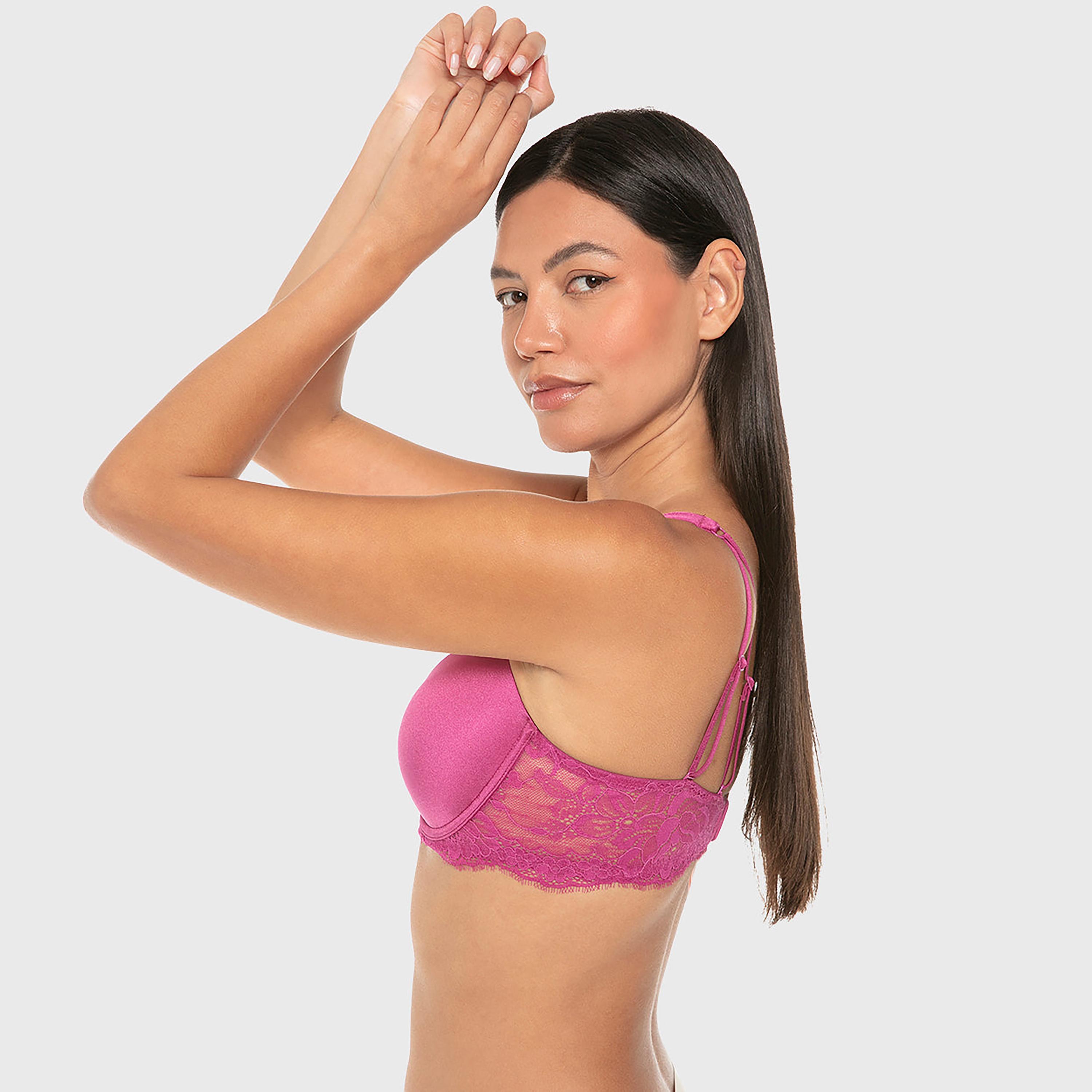 حمالة صدر تيشرت نسائية دانتيل بسلك ودعم متوسط ومبطنة خفيفاً من إيسلا اند إيفي-women-clothing-lingerie-bras-image-3