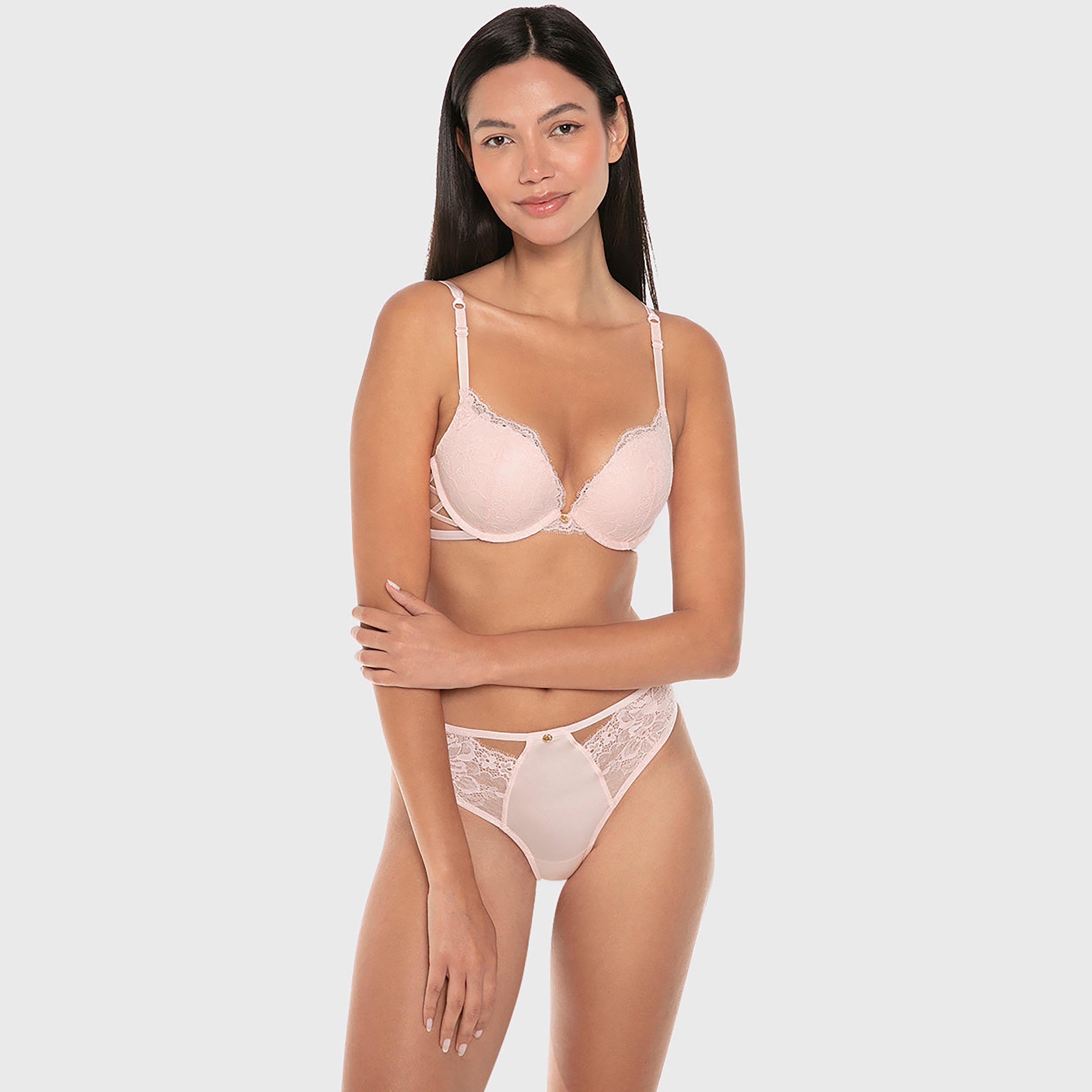 Isla & Evie Luxe Fashion Lace Wired High Support Gel Padding Women's Push-Up Plunge Bra-women-clothing-lingerie-bras-image-3
