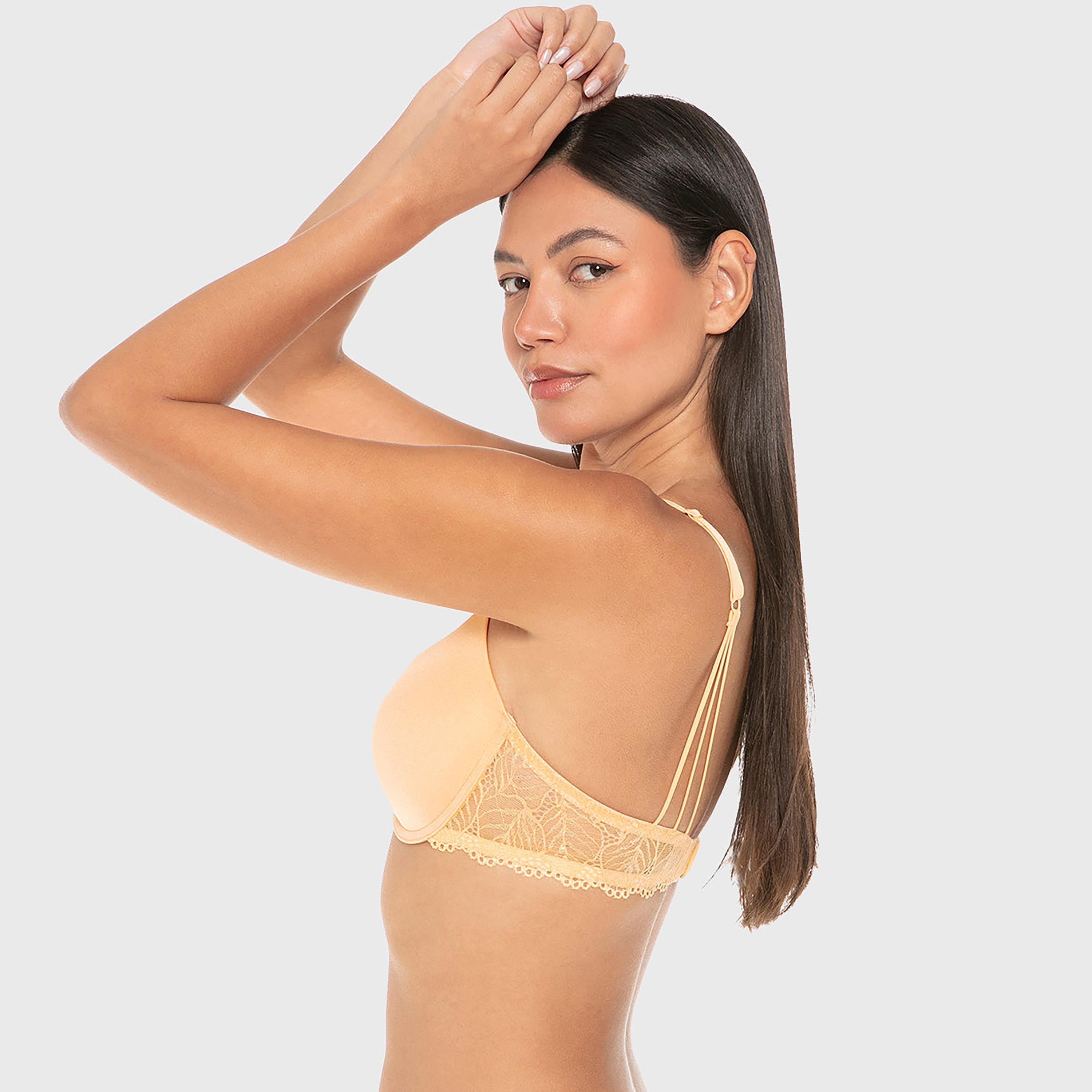 حمالة صدر تيشرت نسائية دانتيل بسلك ودعم متوسط ومبطنة خفيفاً من إيسلا اند إيفي-women-clothing-lingerie-bras-image-2