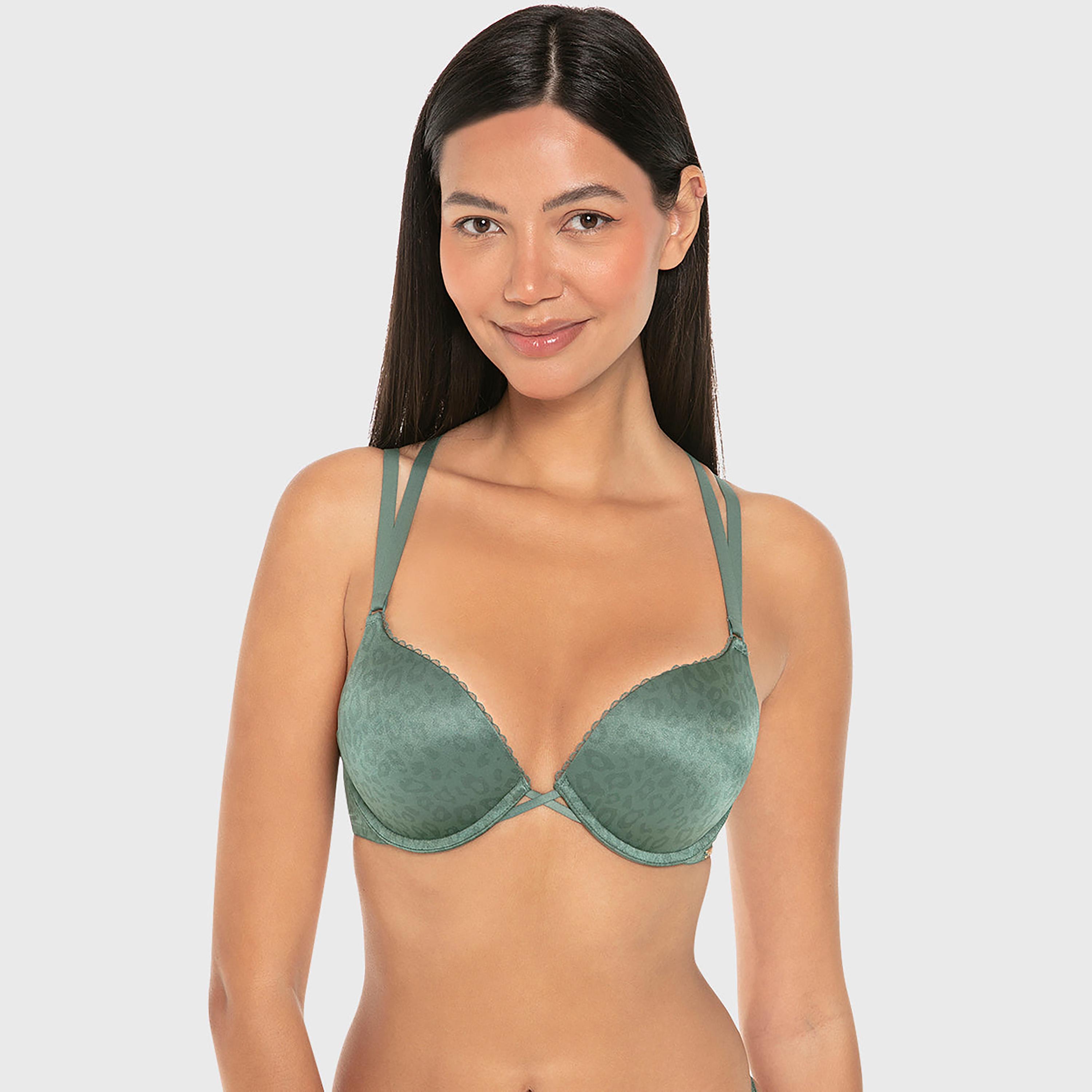 Isla & Evie Animal Print Wired High Support Padded Women's Double Push-Up Plunge Bra-women-clothing-lingerie-bras-image-1