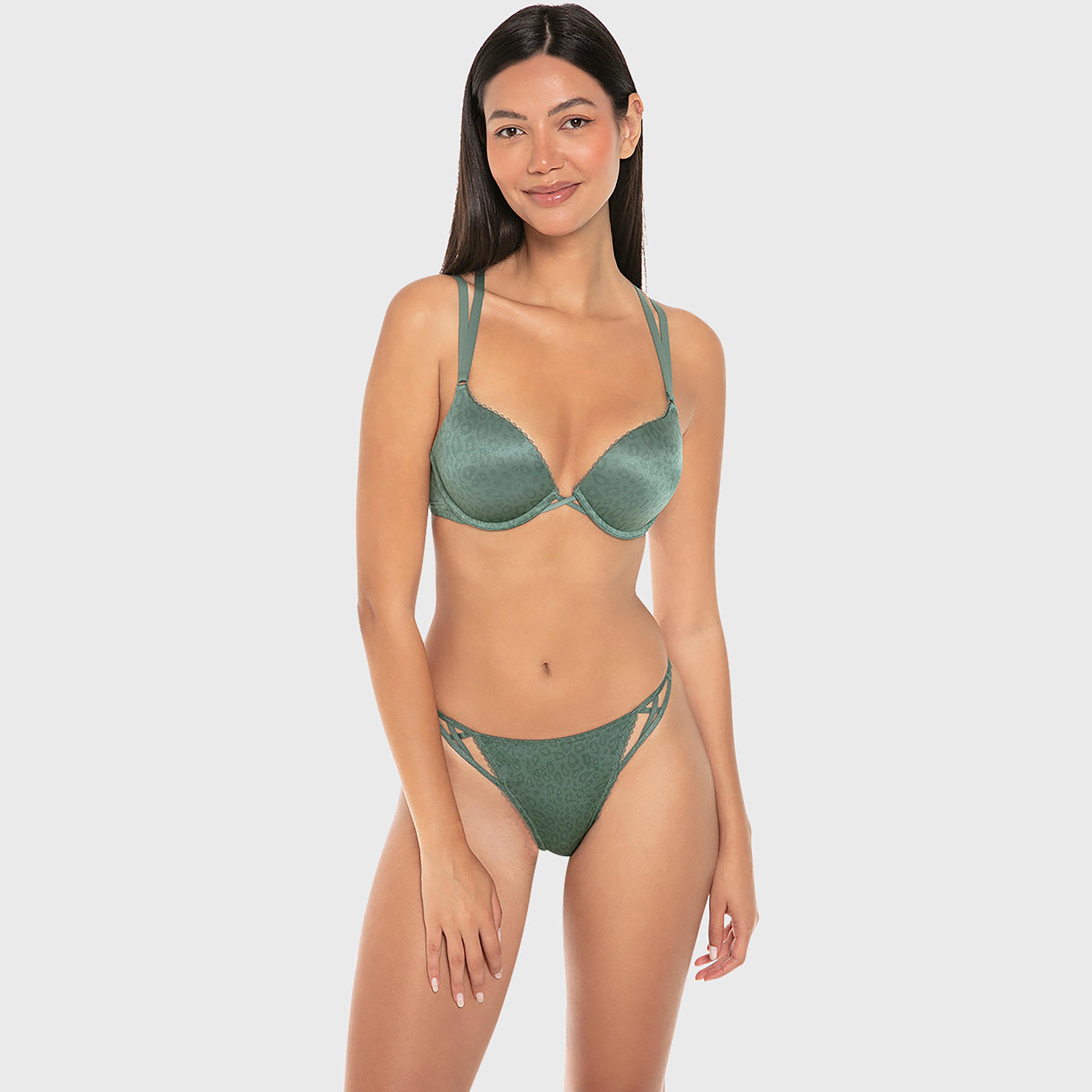 Isla & Evie Animal Print Wired High Support Padded Women's Double Push-Up Plunge Bra-women-clothing-lingerie-bras-image-3