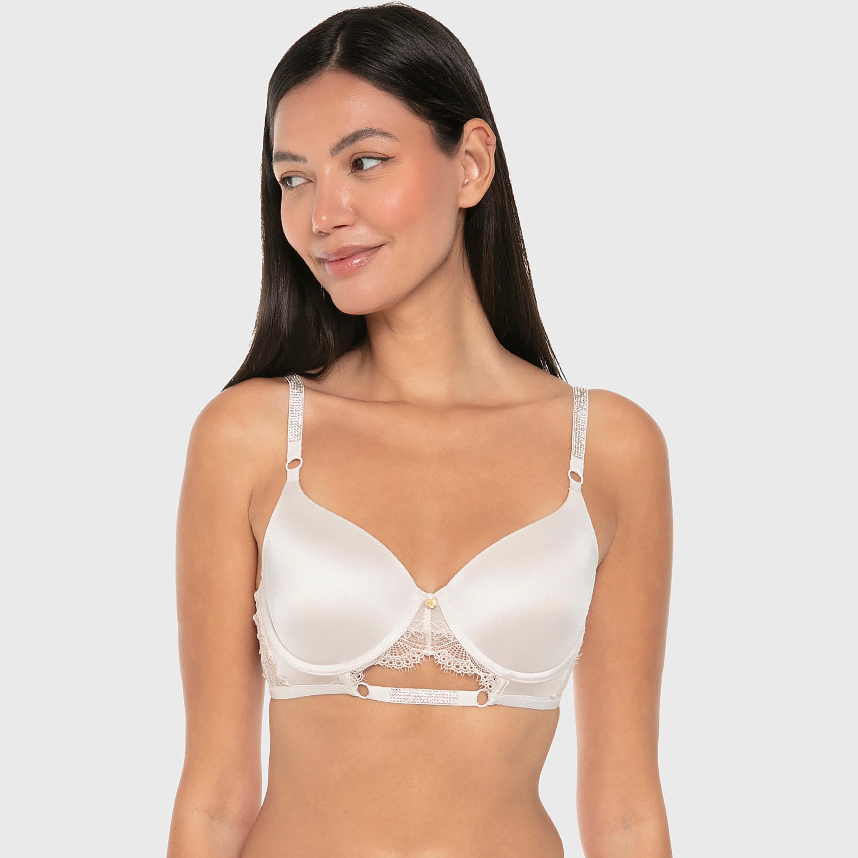 حمالة صدر تيشرت نسائية دانتيل بسلك ودعم متوسط ومبطنة خفيفاً من إيسلا اند إيفي-women-clothing-lingerie-bras-image-1
