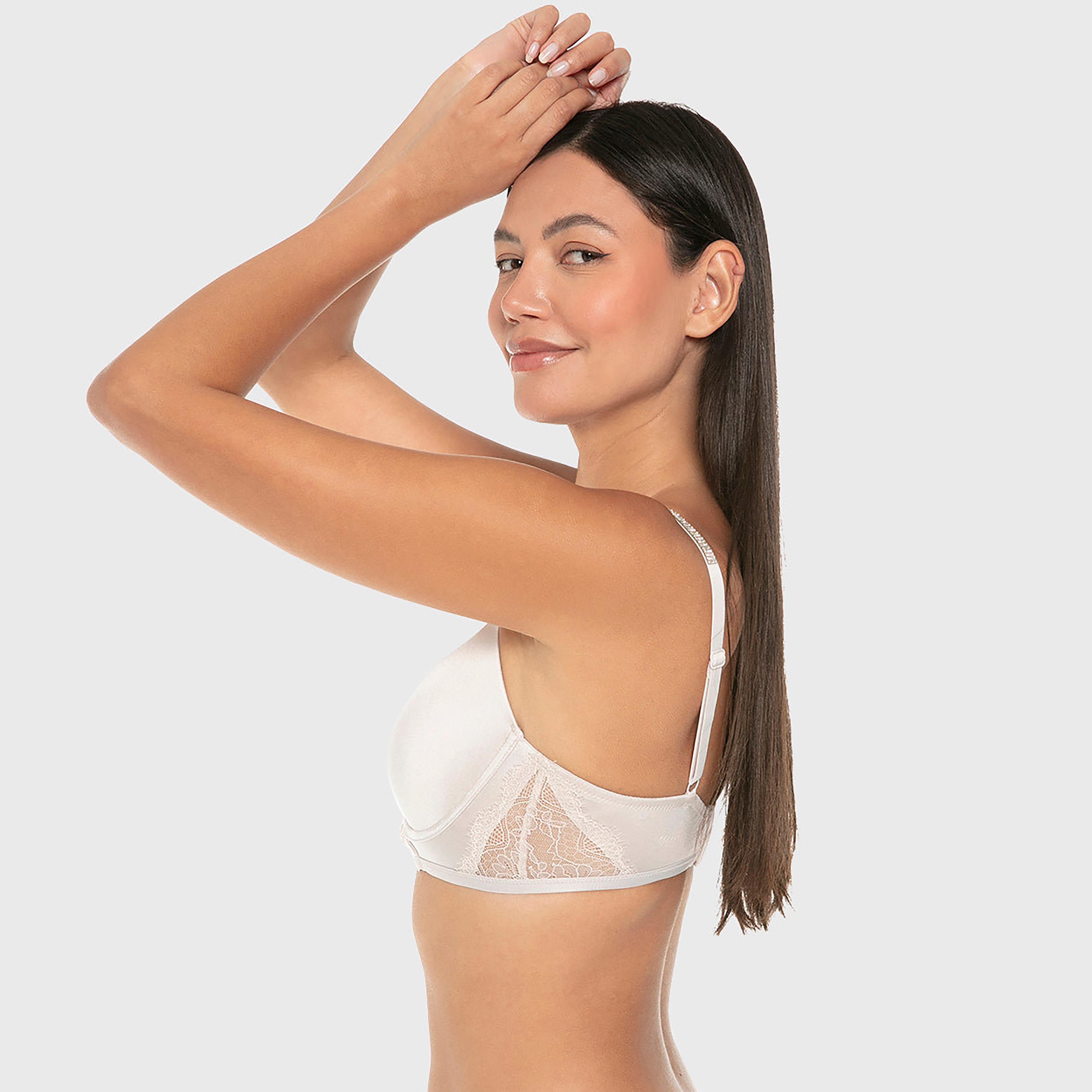 حمالة صدر تيشرت نسائية دانتيل بسلك ودعم متوسط ومبطنة خفيفاً من إيسلا اند إيفي-women-clothing-lingerie-bras-image-2