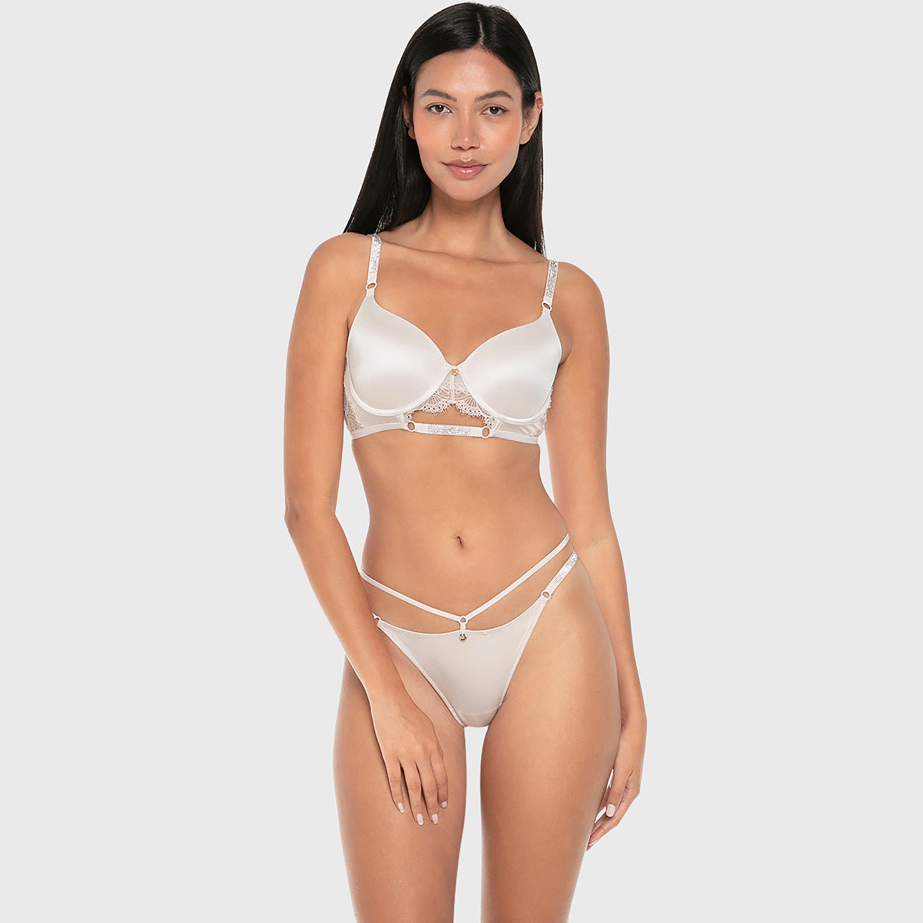 حمالة صدر تيشرت نسائية دانتيل بسلك ودعم متوسط ومبطنة خفيفاً من إيسلا اند إيفي-women-clothing-lingerie-bras-image-3