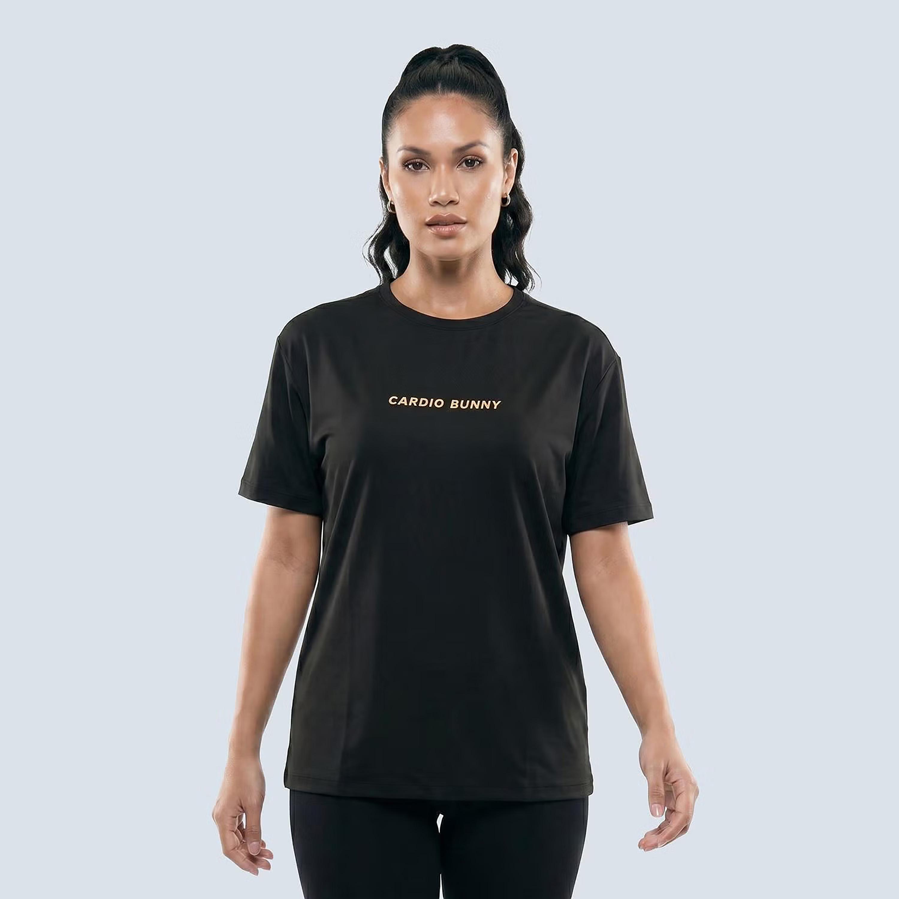 Cardio Bunny Graphic Print Crew Neck Short Sleeves Women's Regular T-Shirt-women-clothing-tshirts-image-1