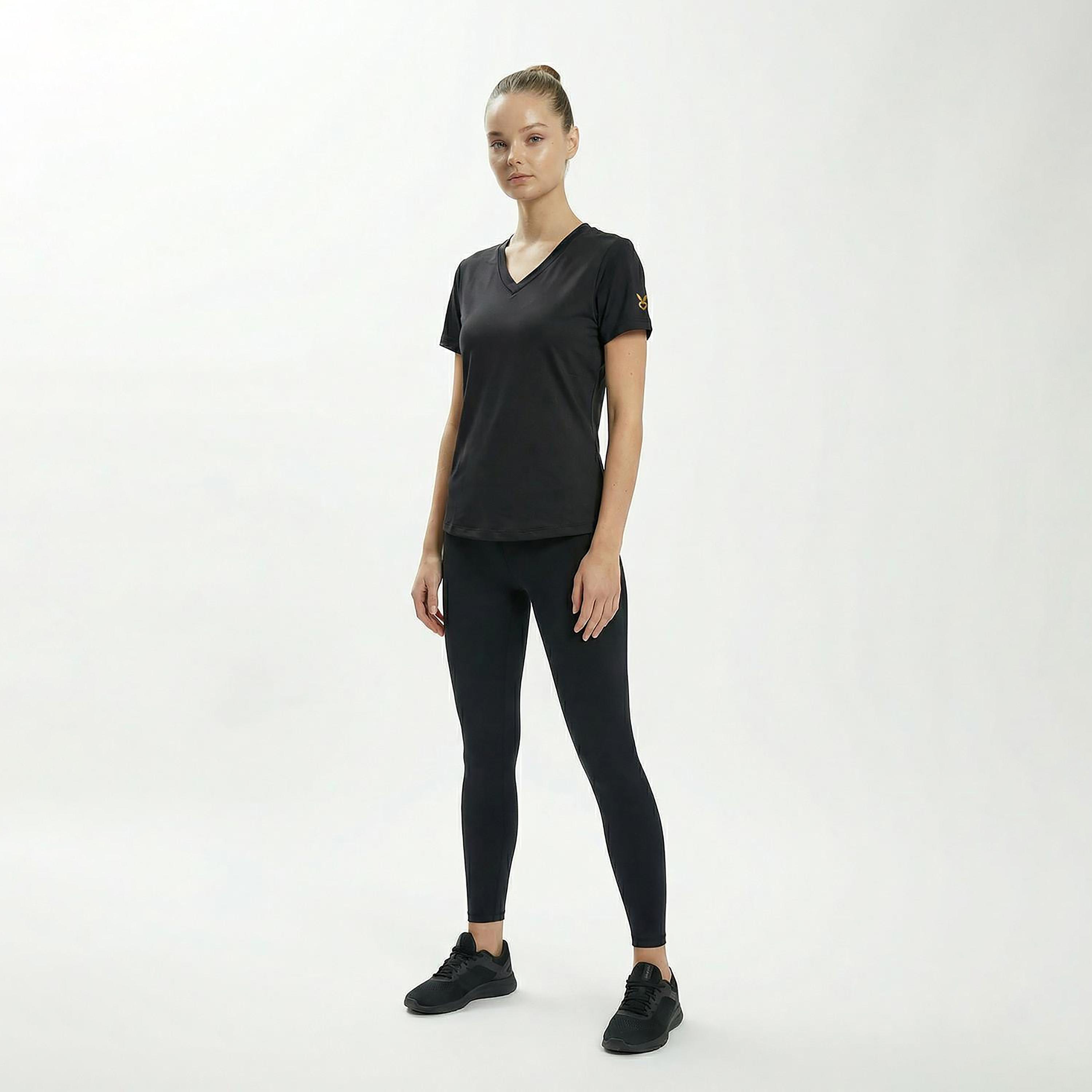 Cardio Bunny Logo Foil Print V-Neck Short Sleeves Women's Regular T-Shirt-women-clothing-tshirts-image-2