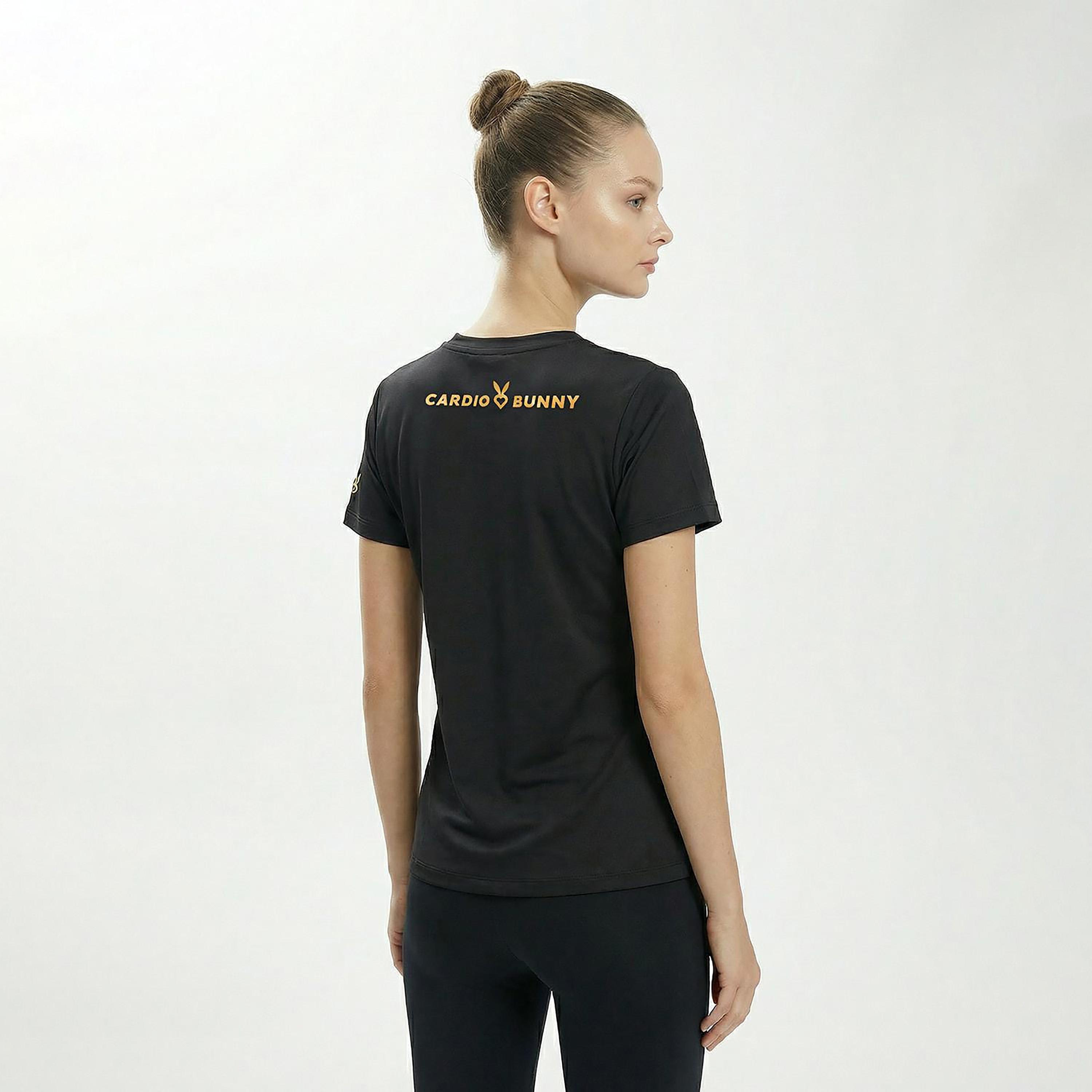Cardio Bunny Logo Foil Print V-Neck Short Sleeves Women's Regular T-Shirt-women-clothing-tshirts-image-4