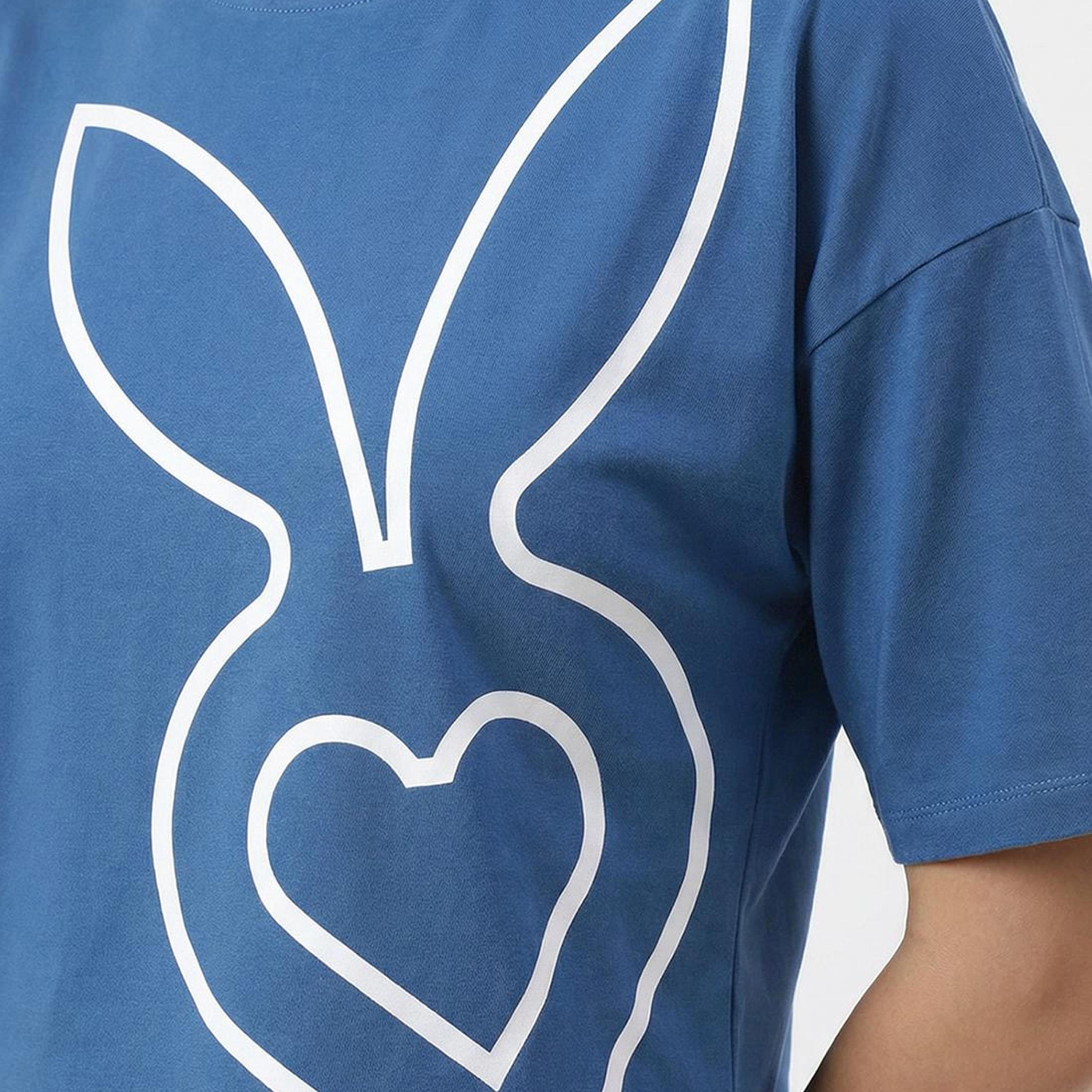 Cardio Bunny Graphic Print Crew Neck Drop Sleeves Women's Crop T-Shirt-women-clothing-tshirts-image-6