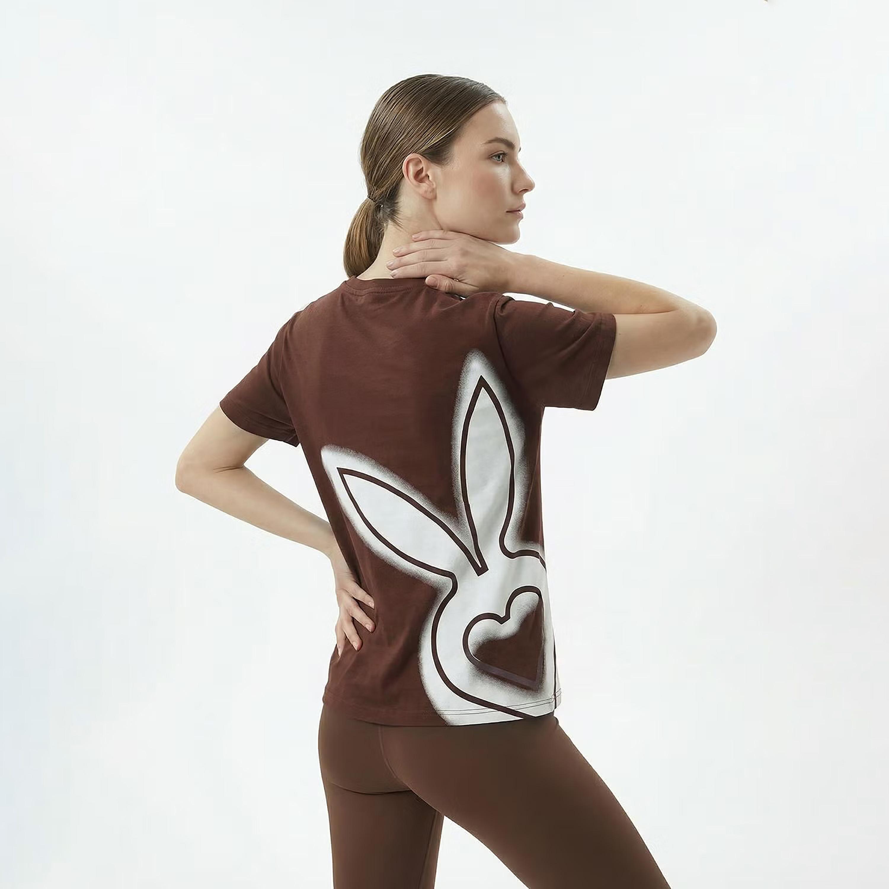 Cardio Bunny Graphic Print Crew Neck Drop Sleeves Women's Regular T-Shirt-women-clothing-tshirts-image-4