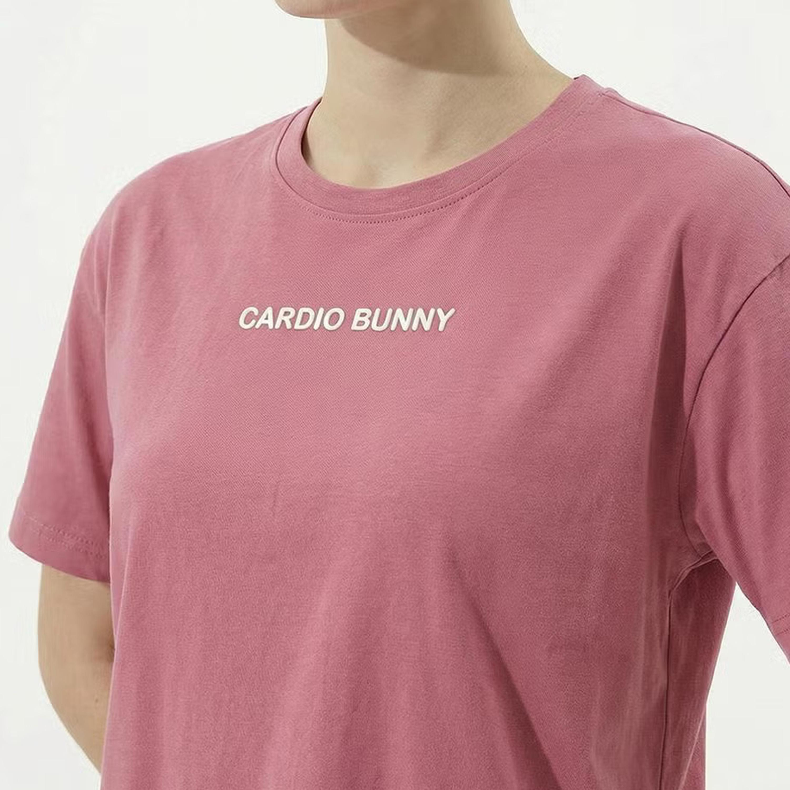 Cardio Bunny Graphic Print Crew Neck Drop Sleeves Women's Regular T-Shirt-women-clothing-tshirts-image-2