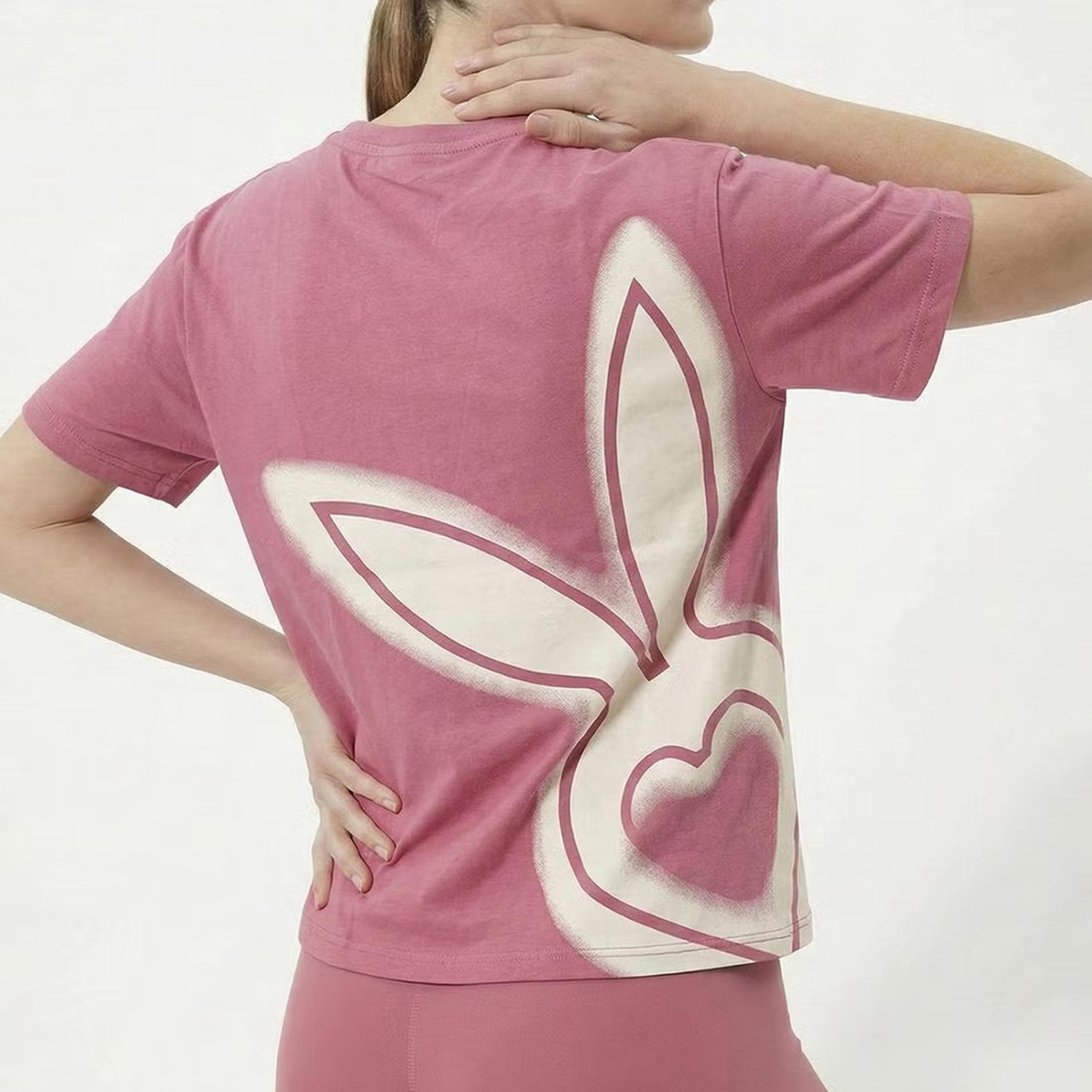 Cardio Bunny Graphic Print Crew Neck Drop Sleeves Women's Regular T-Shirt-women-clothing-tshirts-image-4