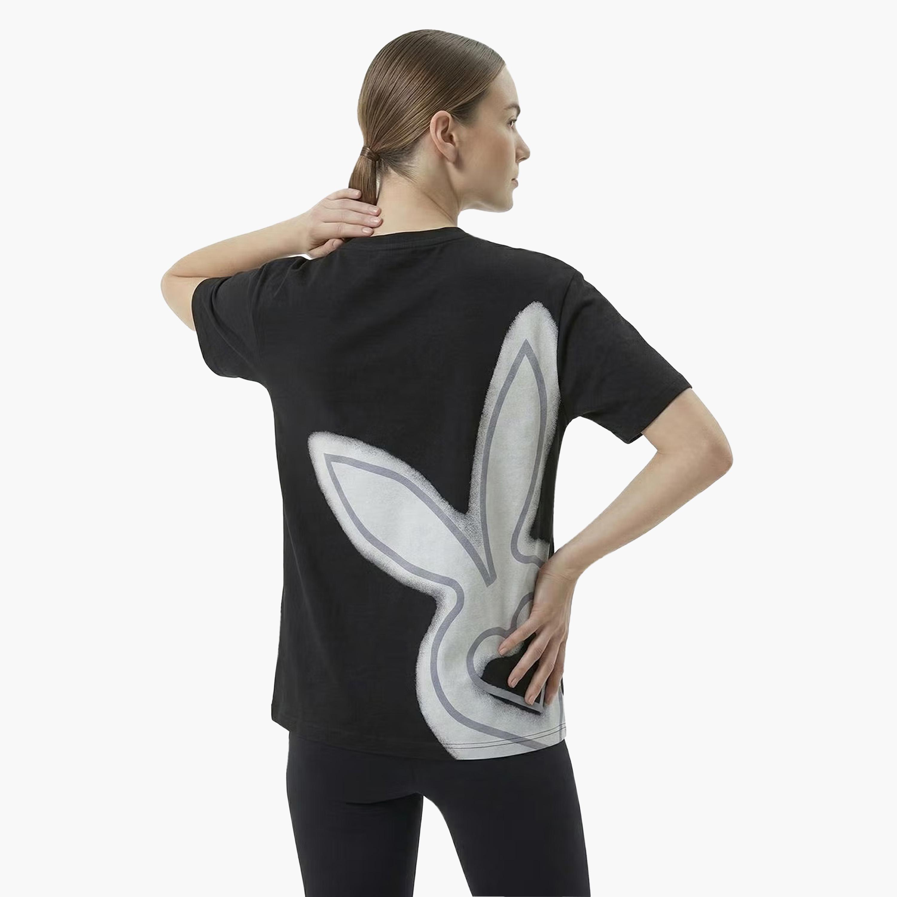 Cardio Bunny Graphic Print Crew Neck Drop Sleeves Women's Regular T-Shirt-women-clothing-tshirts-image-3