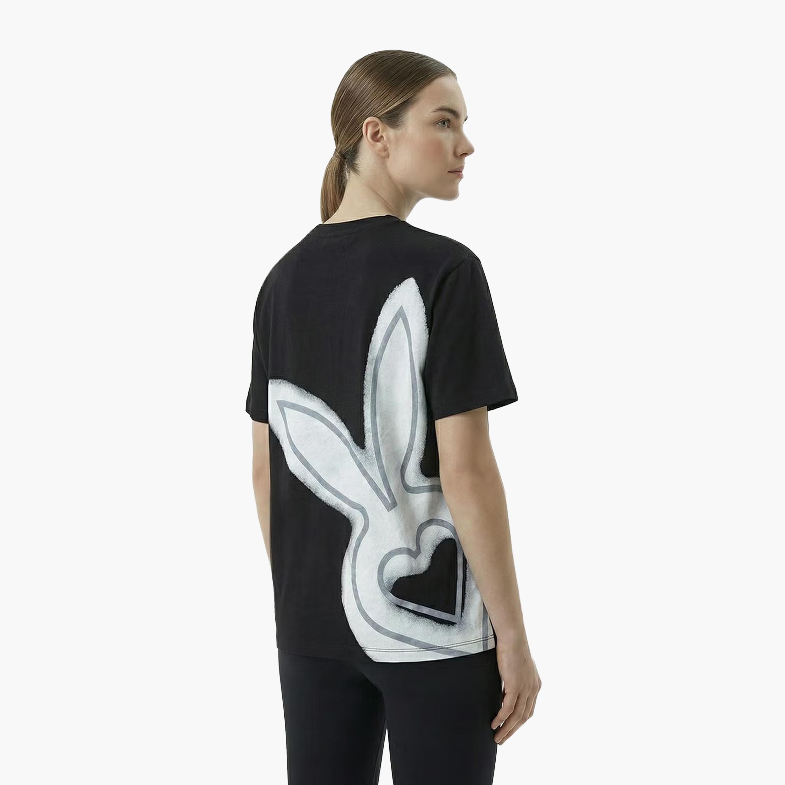 Cardio Bunny Graphic Print Crew Neck Drop Sleeves Women's Regular T-Shirt-women-clothing-tshirts-image-4