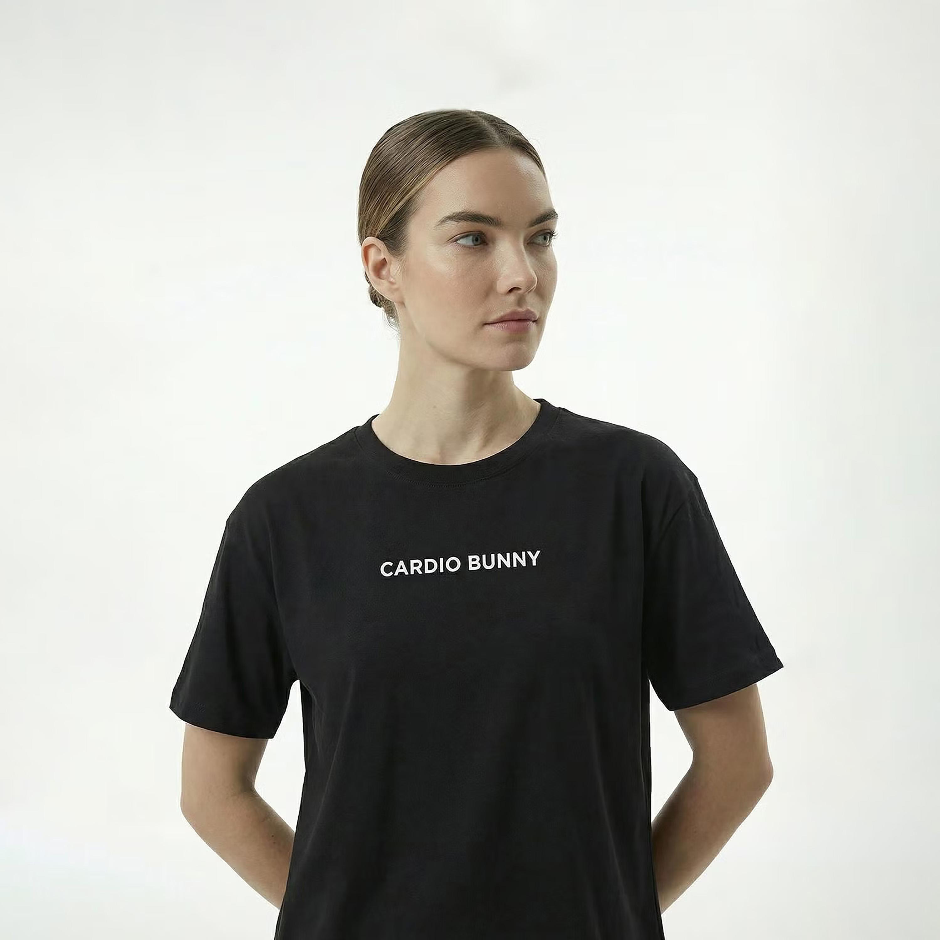 Cardio Bunny Graphic Print Crew Neck Drop Sleeves Women's Regular T-Shirt-women-clothing-tshirts-image-6