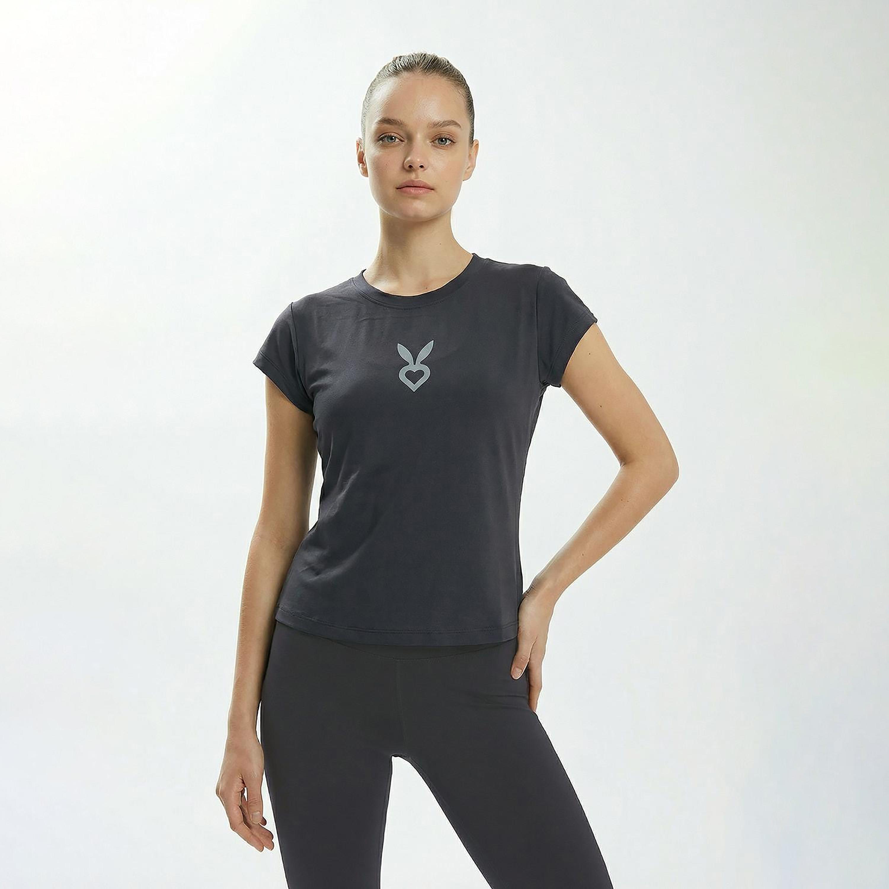 Cardio Bunny Logo Print Crew Neck Short Sleeves Women's Regular T-Shirt-women-clothing-tshirts-image-1
