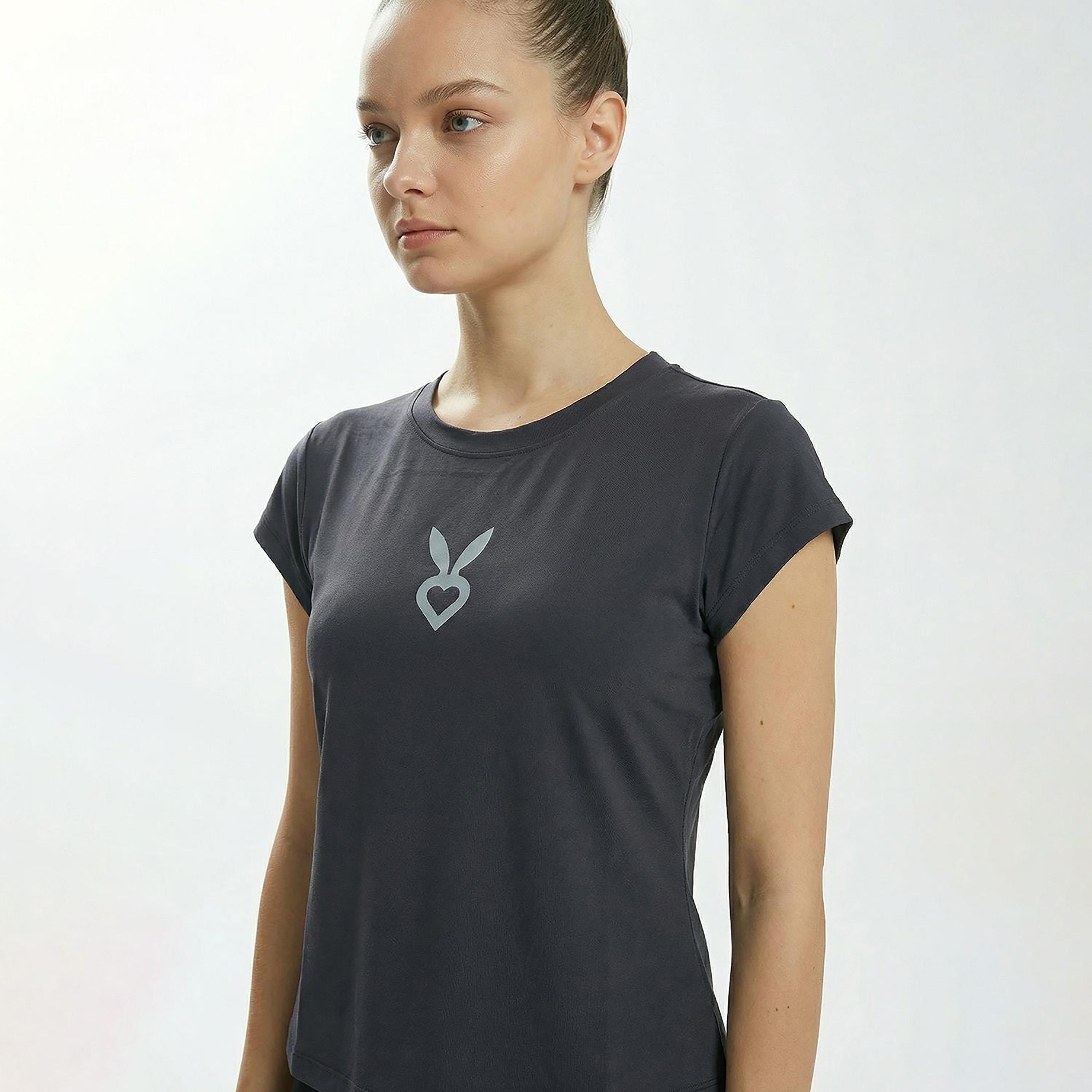 Cardio Bunny Logo Print Crew Neck Short Sleeves Women's Regular T-Shirt-women-clothing-tshirts-image-3