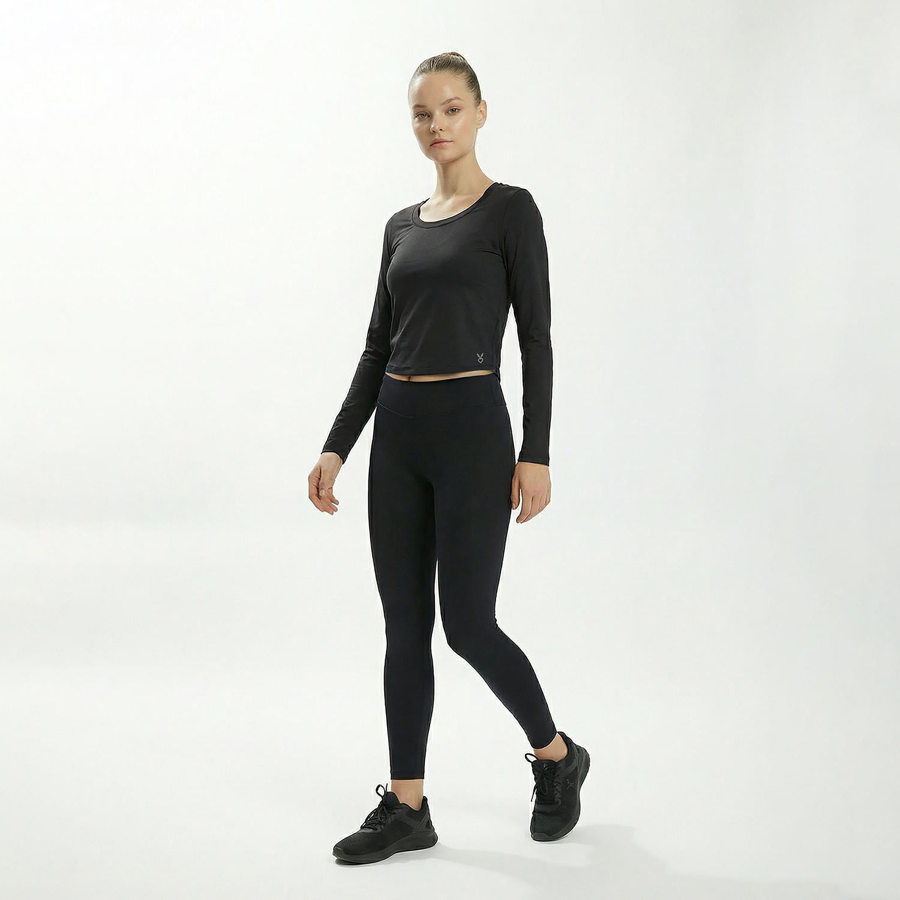 Cardio Bunny Plain Round Neck Long Sleeves Women's Crop T-Shirt-women-clothing-tshirts-image-2
