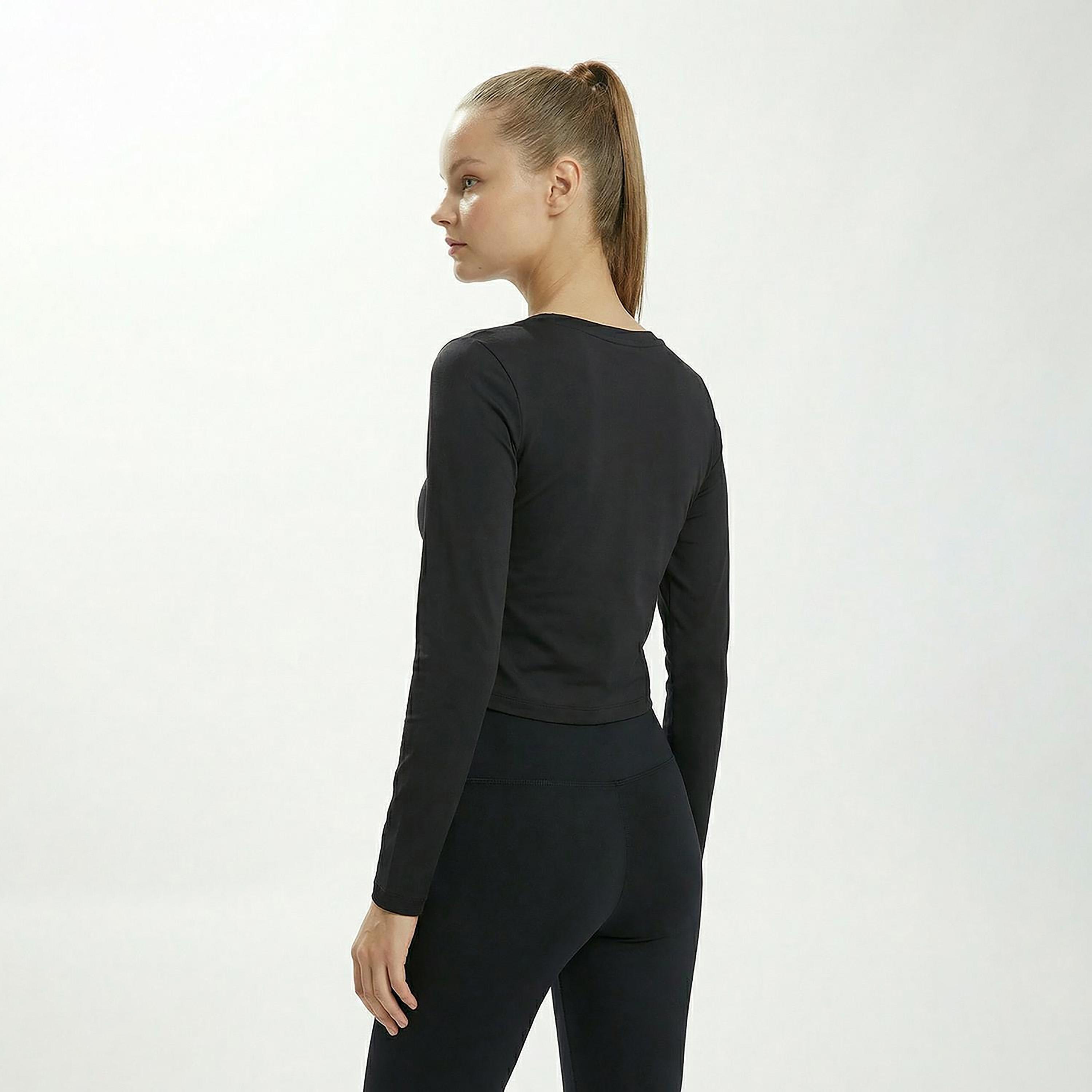 Cardio Bunny Plain Round Neck Long Sleeves Women's Crop T-Shirt-women-clothing-tshirts-image-4