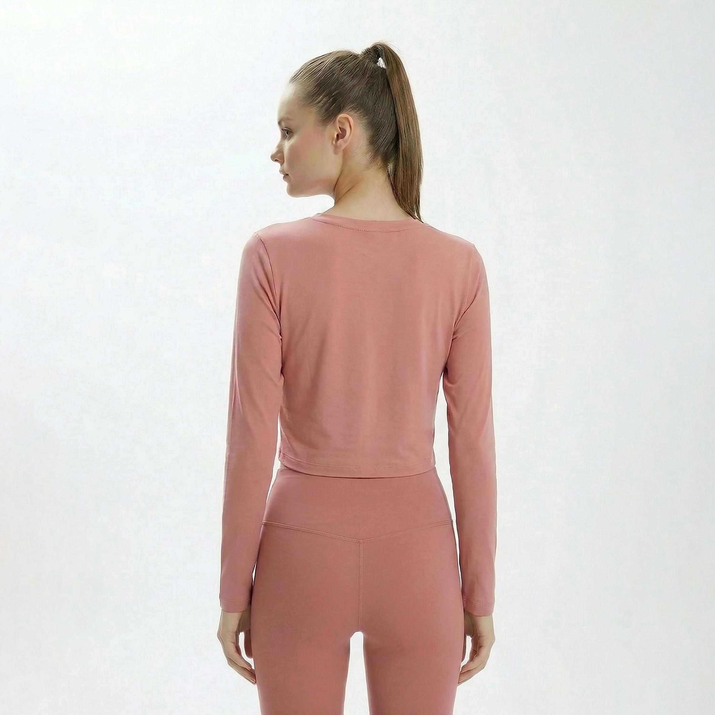 Cardio Bunny Plain Round Neck Long Sleeves Women's Crop T-Shirt-women-clothing-tshirts-image-4