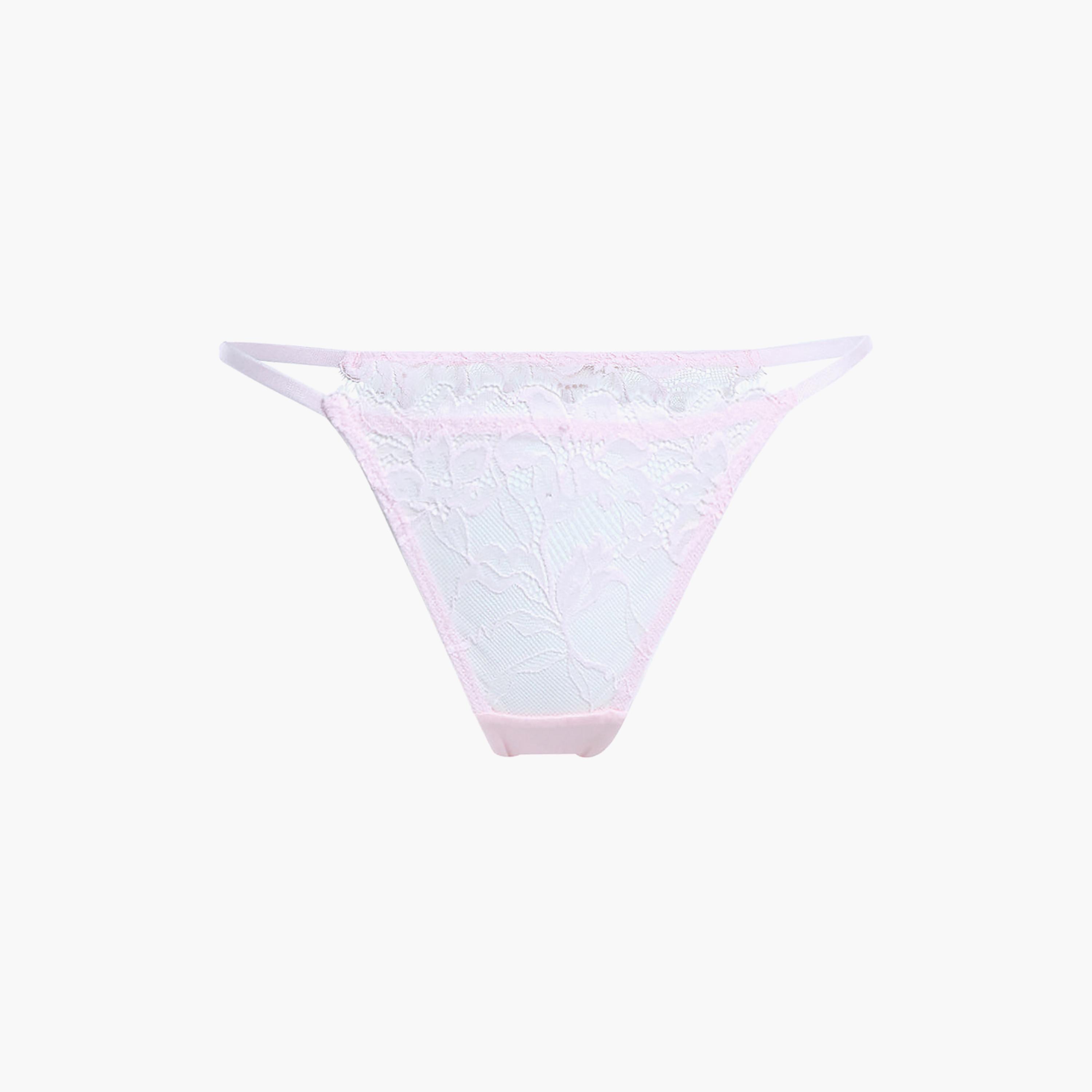 Isla & Evie Sexy Pink Lace Low Coverage Women's Thong Panty-women-clothing-lingerie-panties-image-1