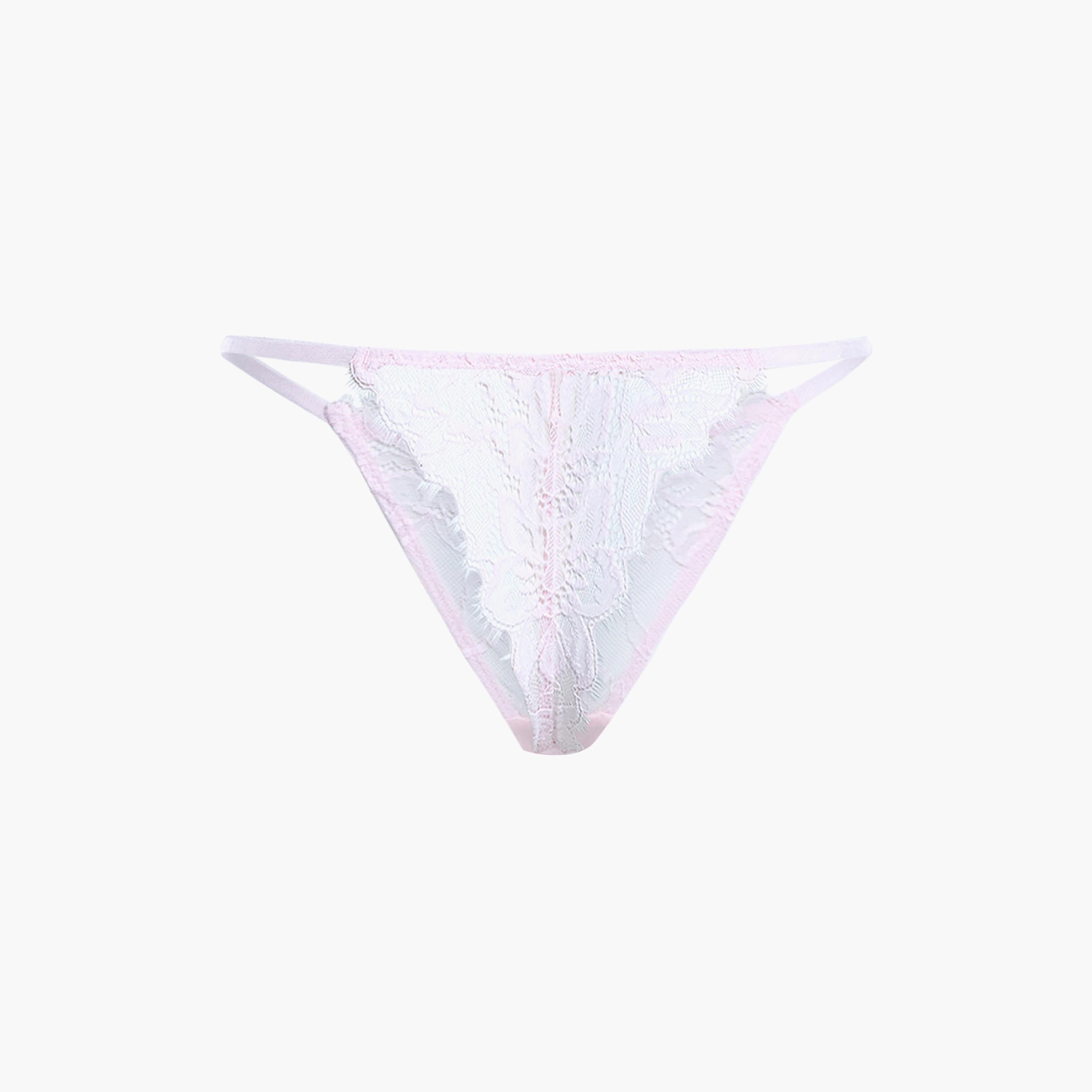Isla & Evie Sexy Pink Lace Low Coverage Women's Thong Panty-women-clothing-lingerie-panties-image-2