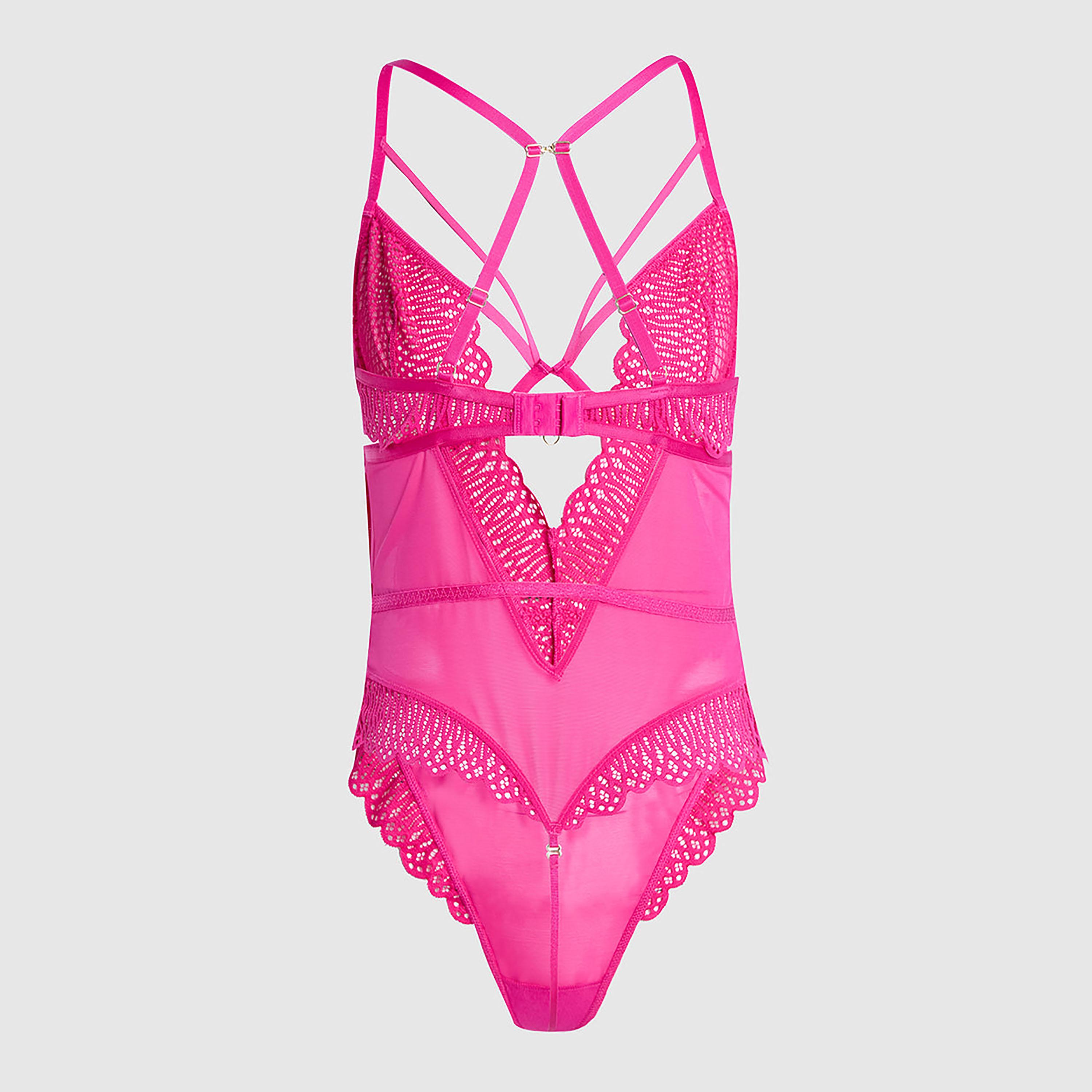 Isla & Evie Sleep Pink Satin Wired Medium Support Non-Padded Women's Bodysuit-women-clothing-lingerie-babydollsandbodysuits-image-2
