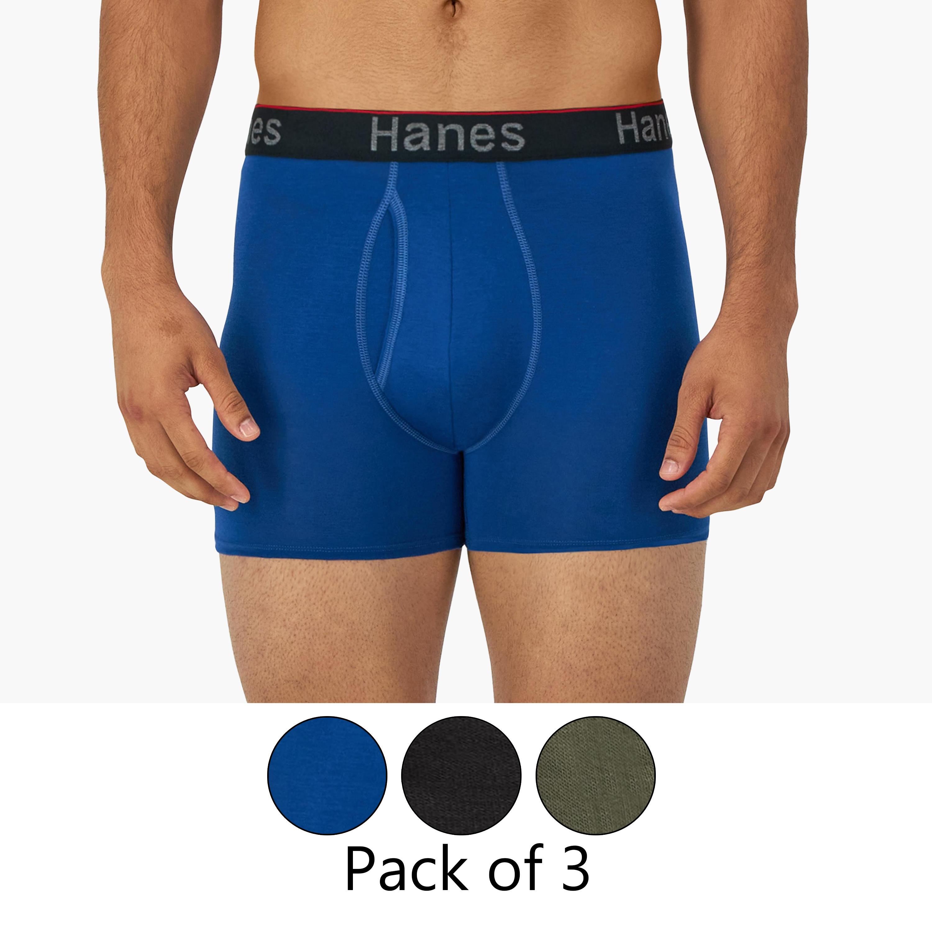 Hanes Pack of 3 Brand Print Waistband Men's Trunks-men-clothing-innerwear-underwear-image-1
