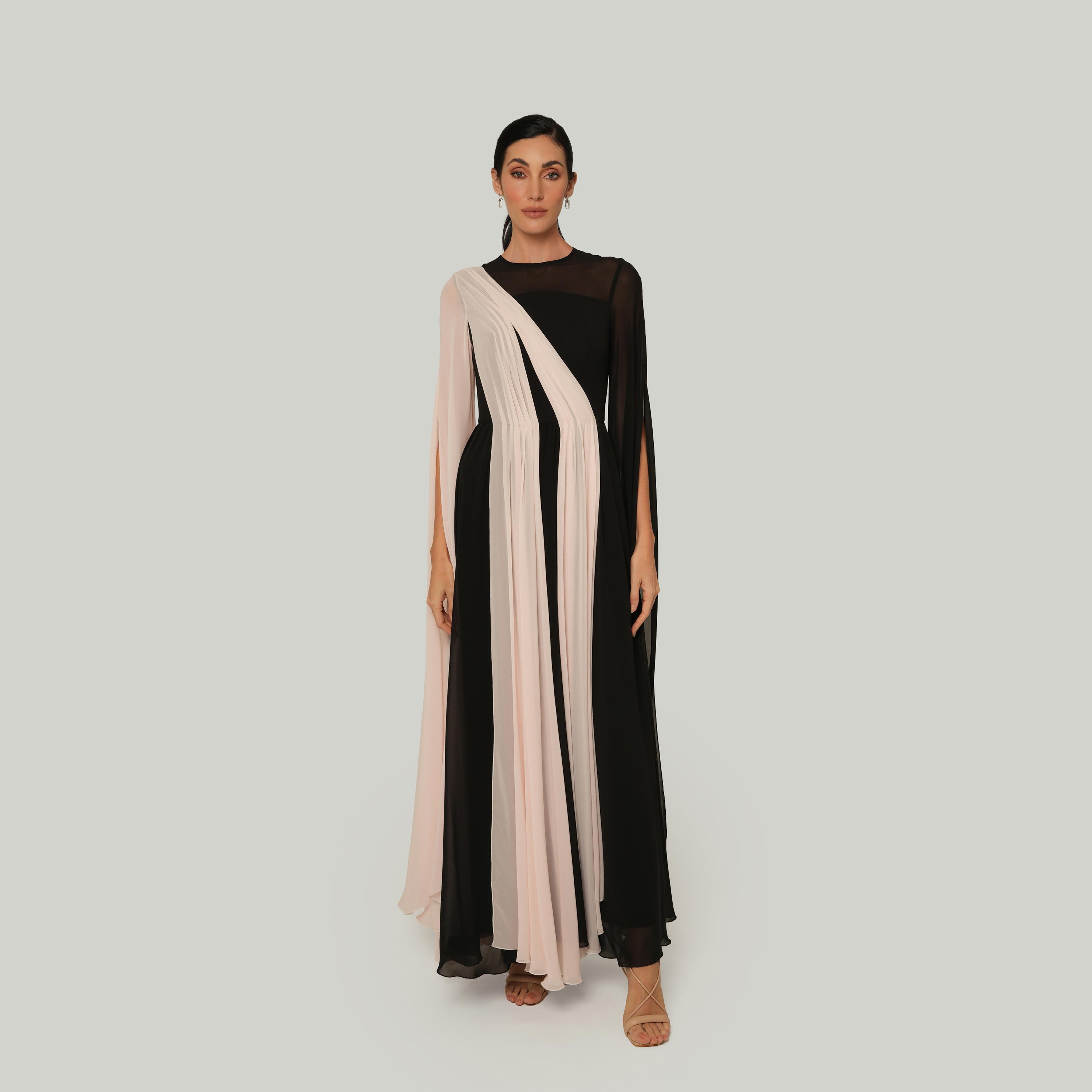 Chase Label Basma Chiffon Cape Sleeves Drape Style Women's Evening Maxi Dress-women-clothing-dresses-image-1