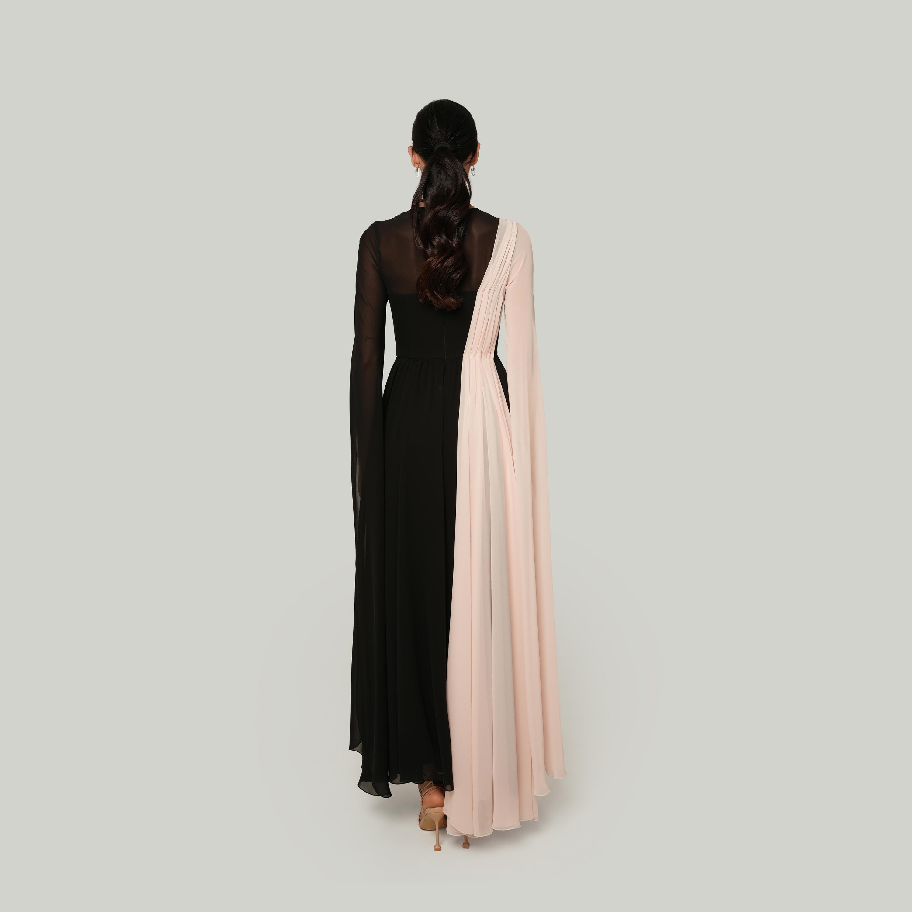 Chase Label Basma Chiffon Cape Sleeves Drape Style Women's Evening Maxi Dress-women-clothing-dresses-image-3